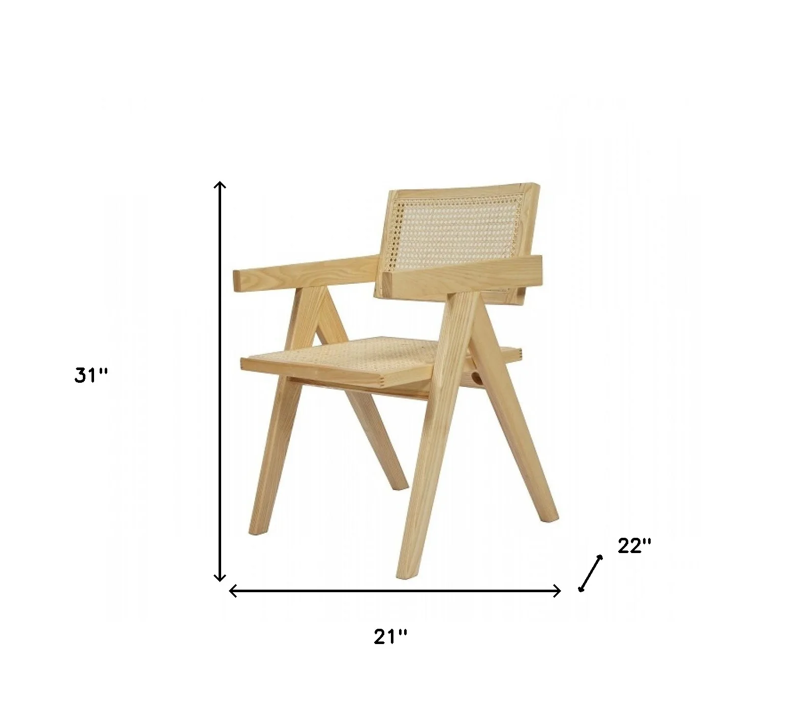 Natural Wood Open Back Dining Arm Chair By Homeroots - Image 5