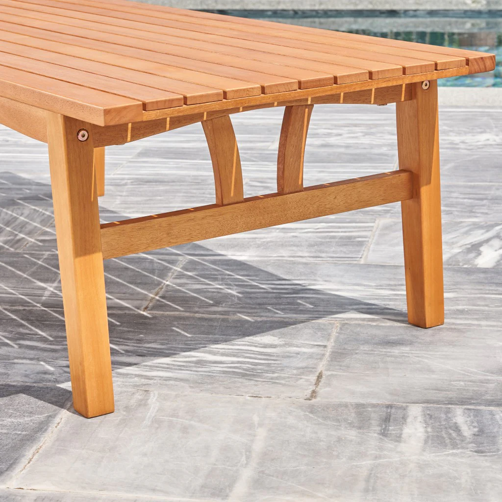 Natural Wood Outdoor Rectangular Coffee Table By Homeroots - Image 4