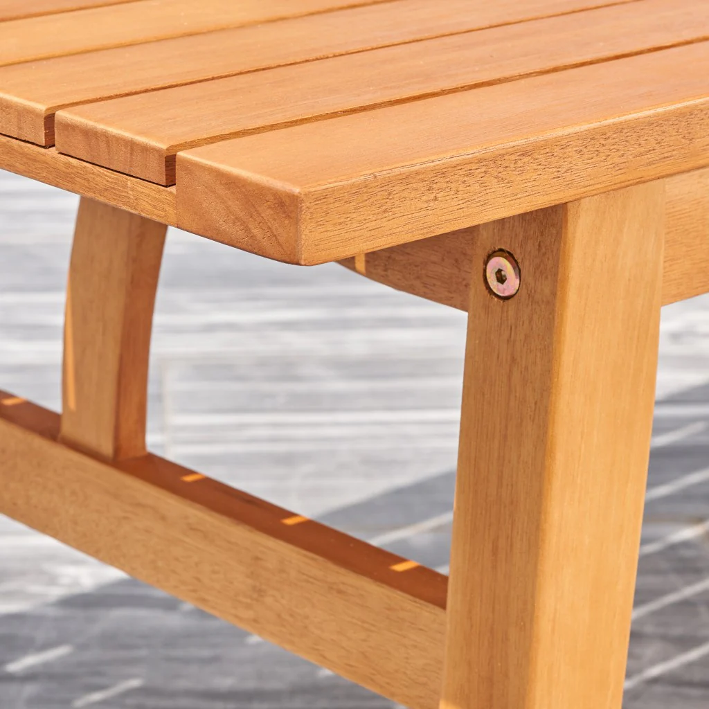 Natural Wood Outdoor Rectangular Coffee Table By Homeroots - Image 6