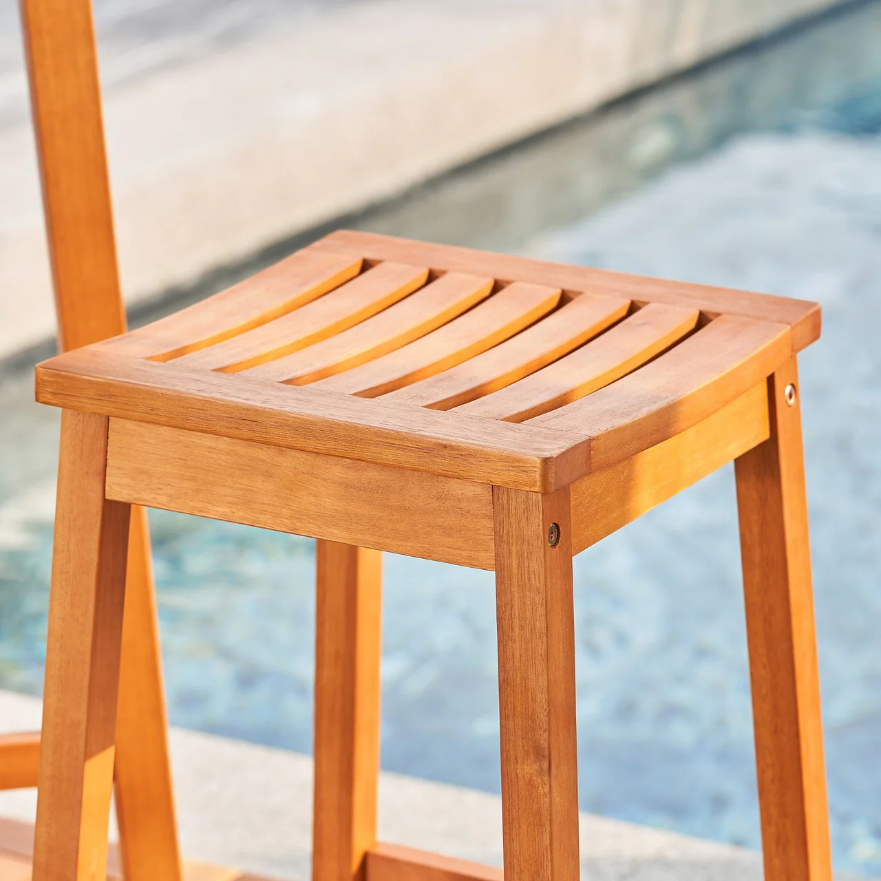 Natural Wood Patio Dining Stool By Homeroots - Image 4