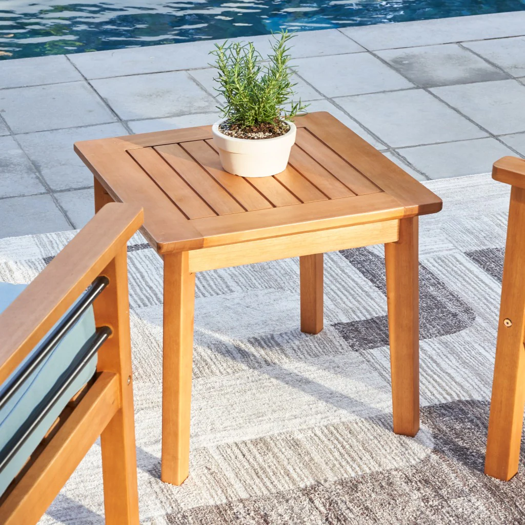 Natural Wood Patio Side Table By Homeroots - Image 3