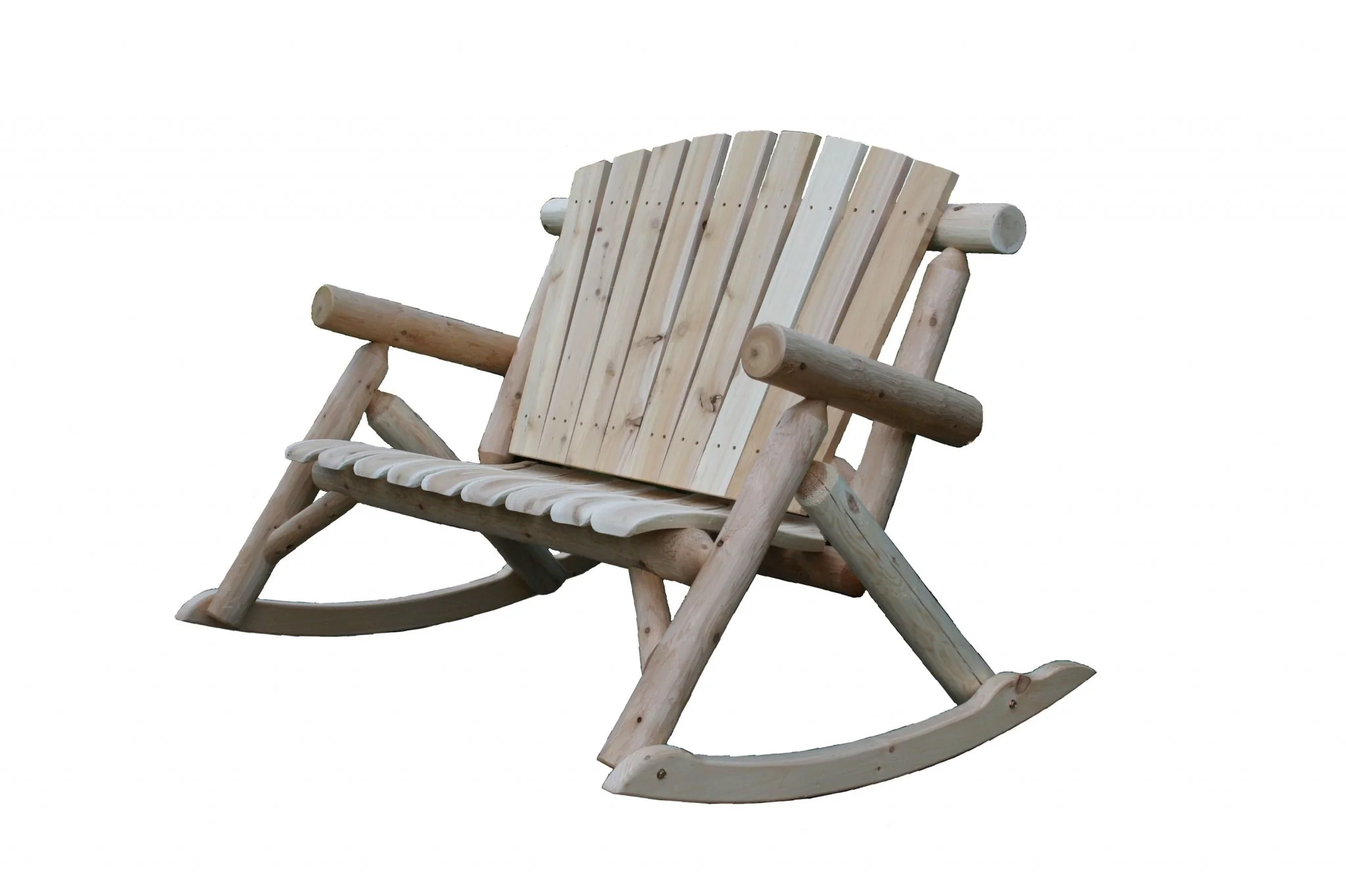 Natural Wood Rocking Loveseat By Homeroots - Image 2