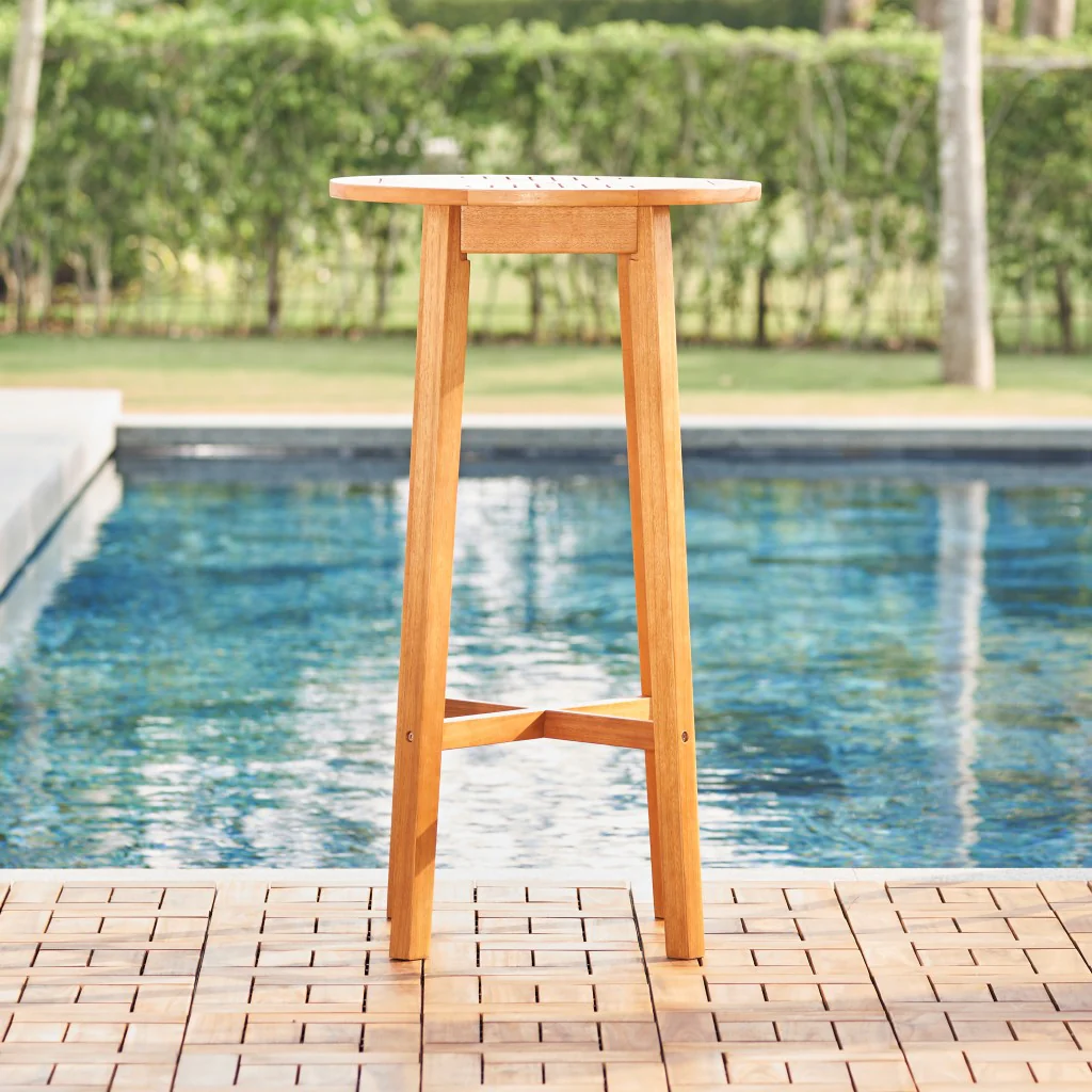 Natural Wood Round Bar Table By Homeroots - Image 2