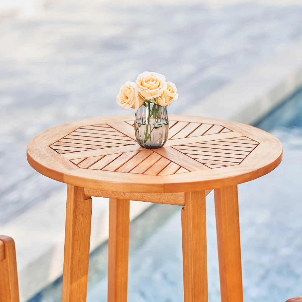 Natural Wood Round Bar Table By Homeroots - Image 4