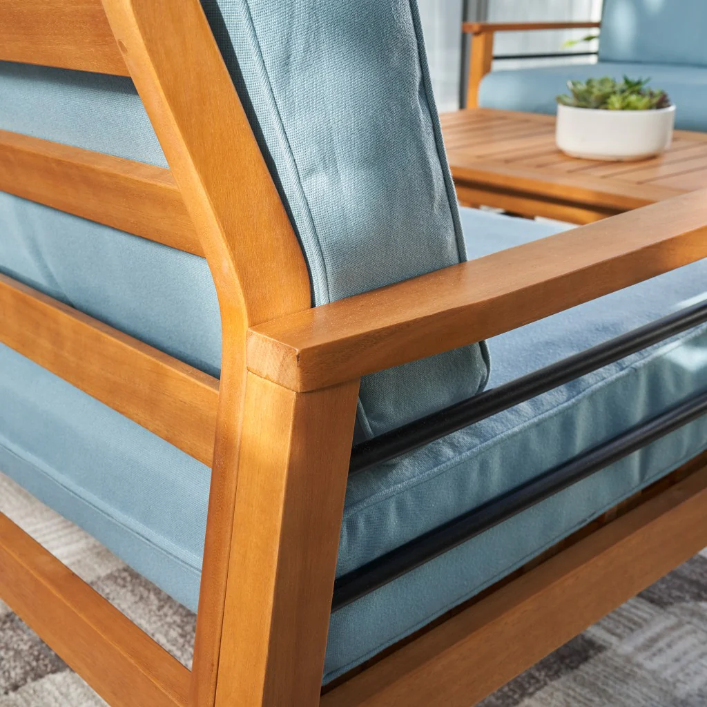 Natural Wood Sofa Chair with Metal Supports By Homeroots - Image 3