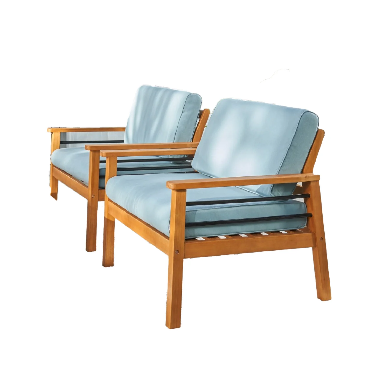 Natural Wood Sofa Chair with Metal Supports By Homeroots - Image 4