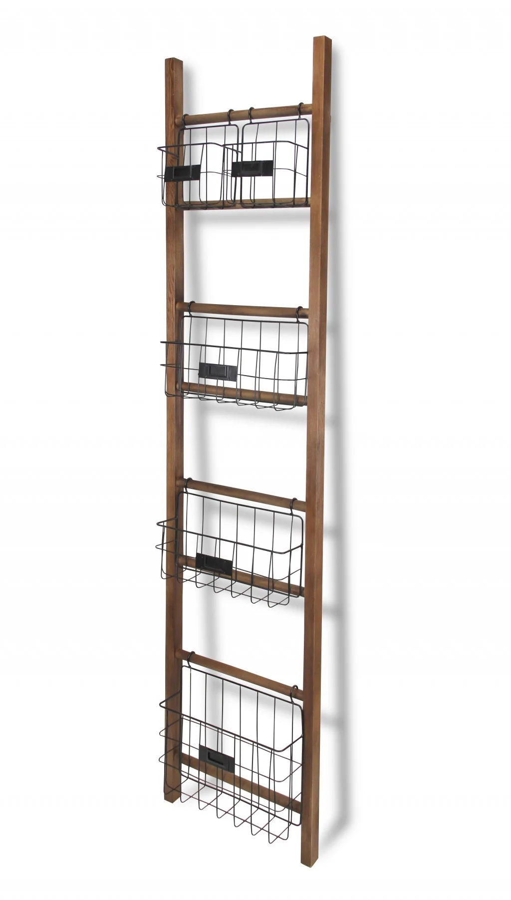 Natural Wood Storage Shelf with 5 Baskets By Homeroots - Image 2