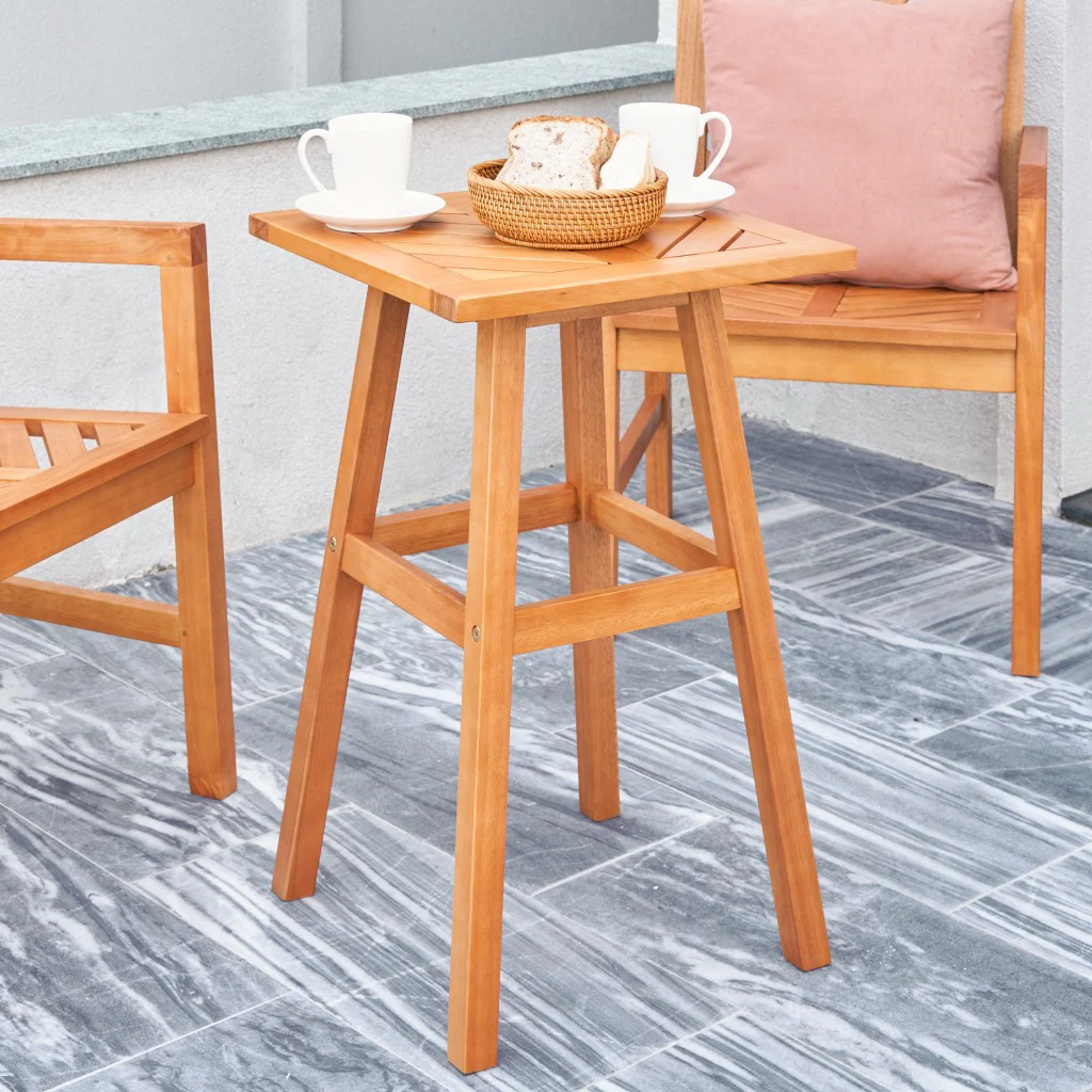 Natural Wood Tall Patio Side Table By Homeroots - Image 2