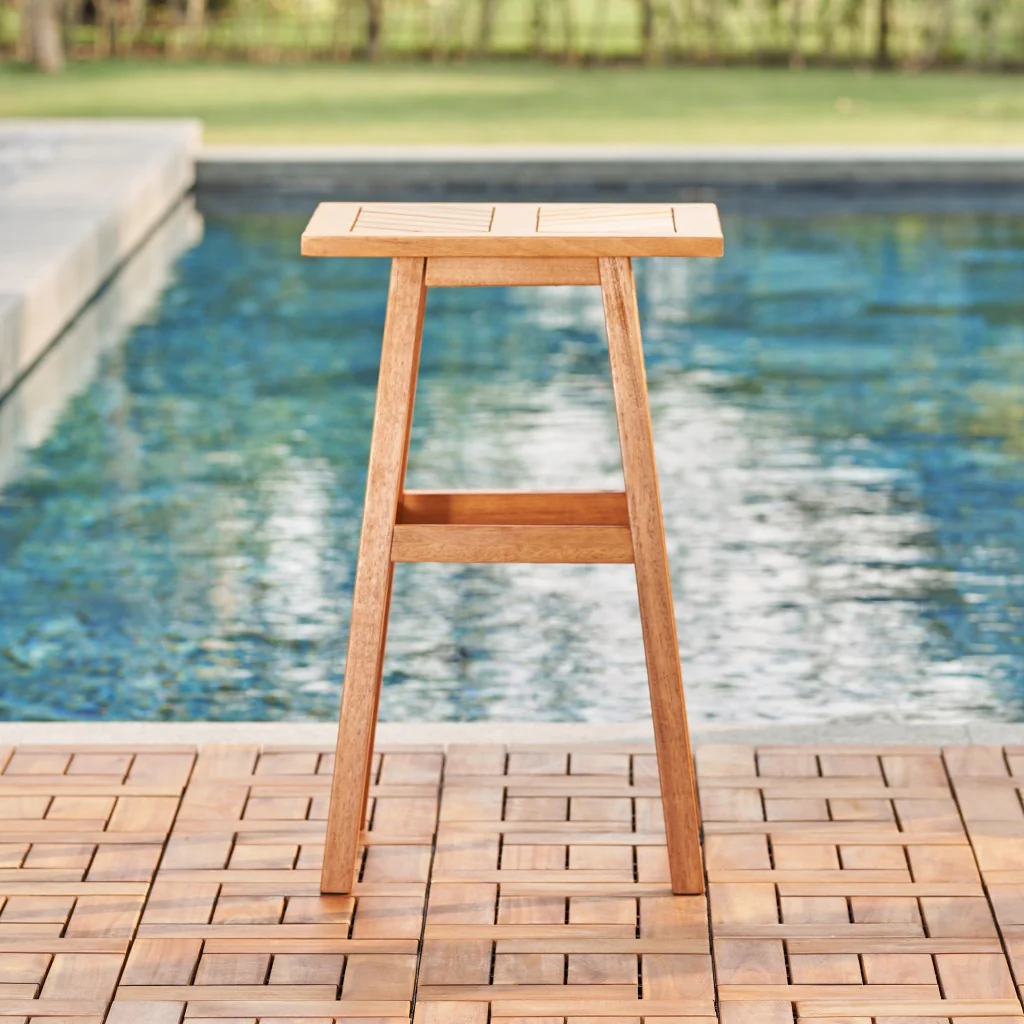Natural Wood Tall Patio Side Table By Homeroots - Image 3