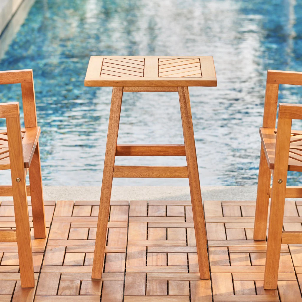 Natural Wood Tall Patio Side Table By Homeroots - Image 4