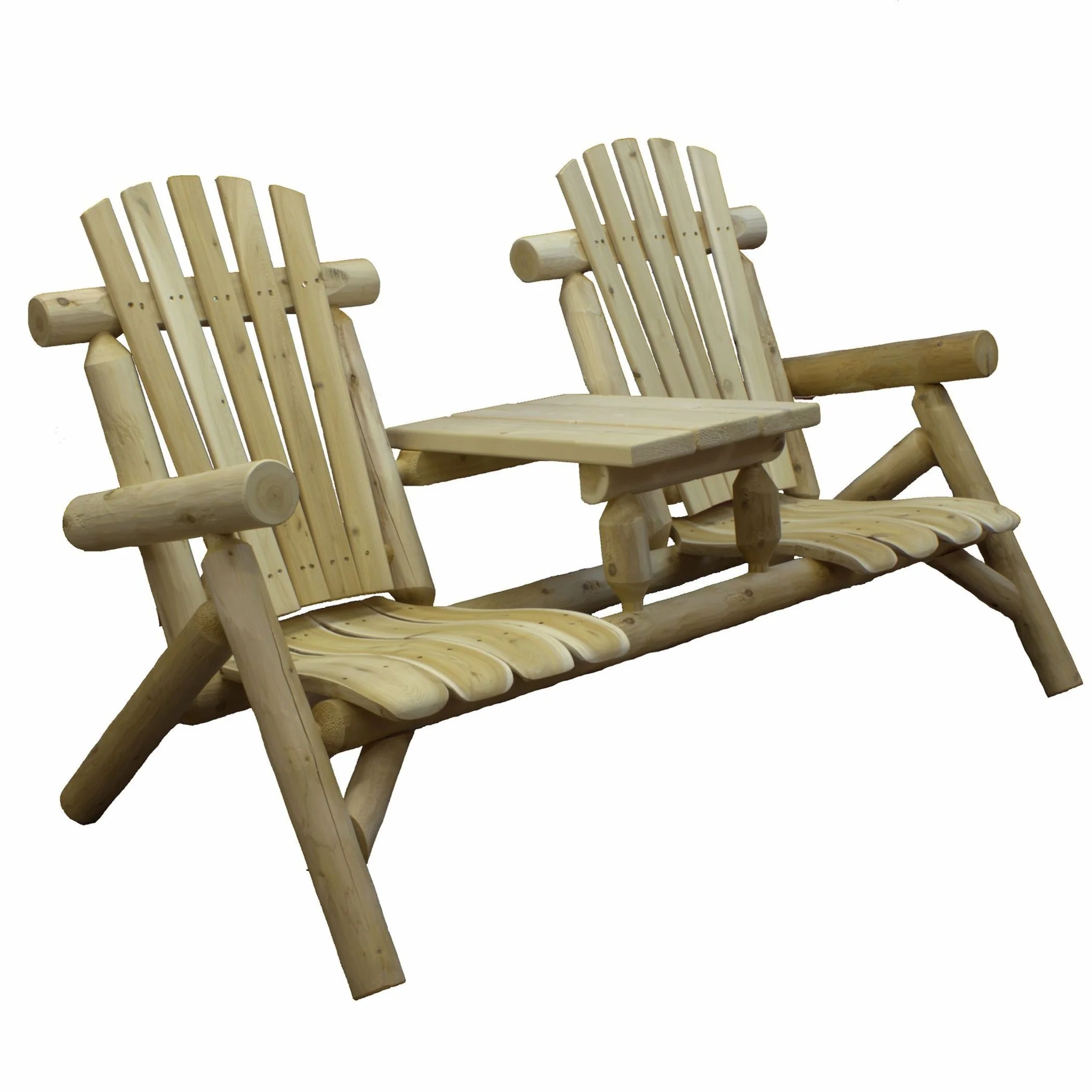 Natural Wood Tete-A-Tete Chair By Homeroots - Image 2