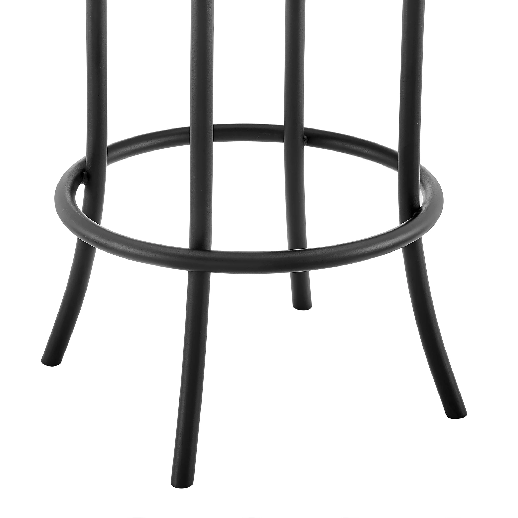 Natya Swivel Counter or Bar Stool in Black Finish with Grey Faux Leather By Armen Living - Image 8