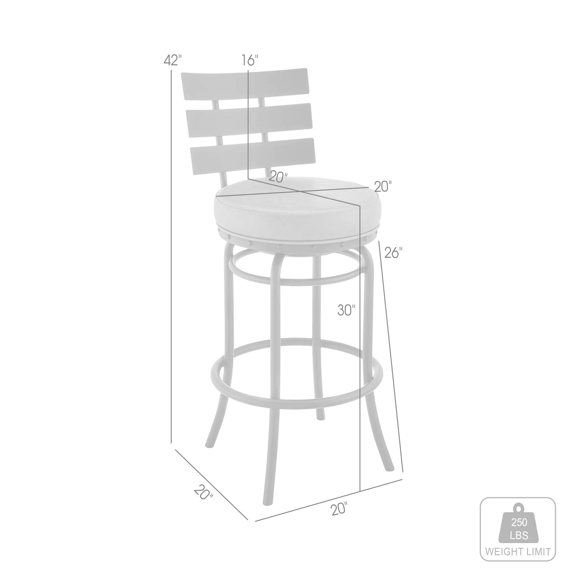 Natya Swivel Counter or Bar Stool in Black Finish with Grey Faux Leather By Armen Living - Image 9