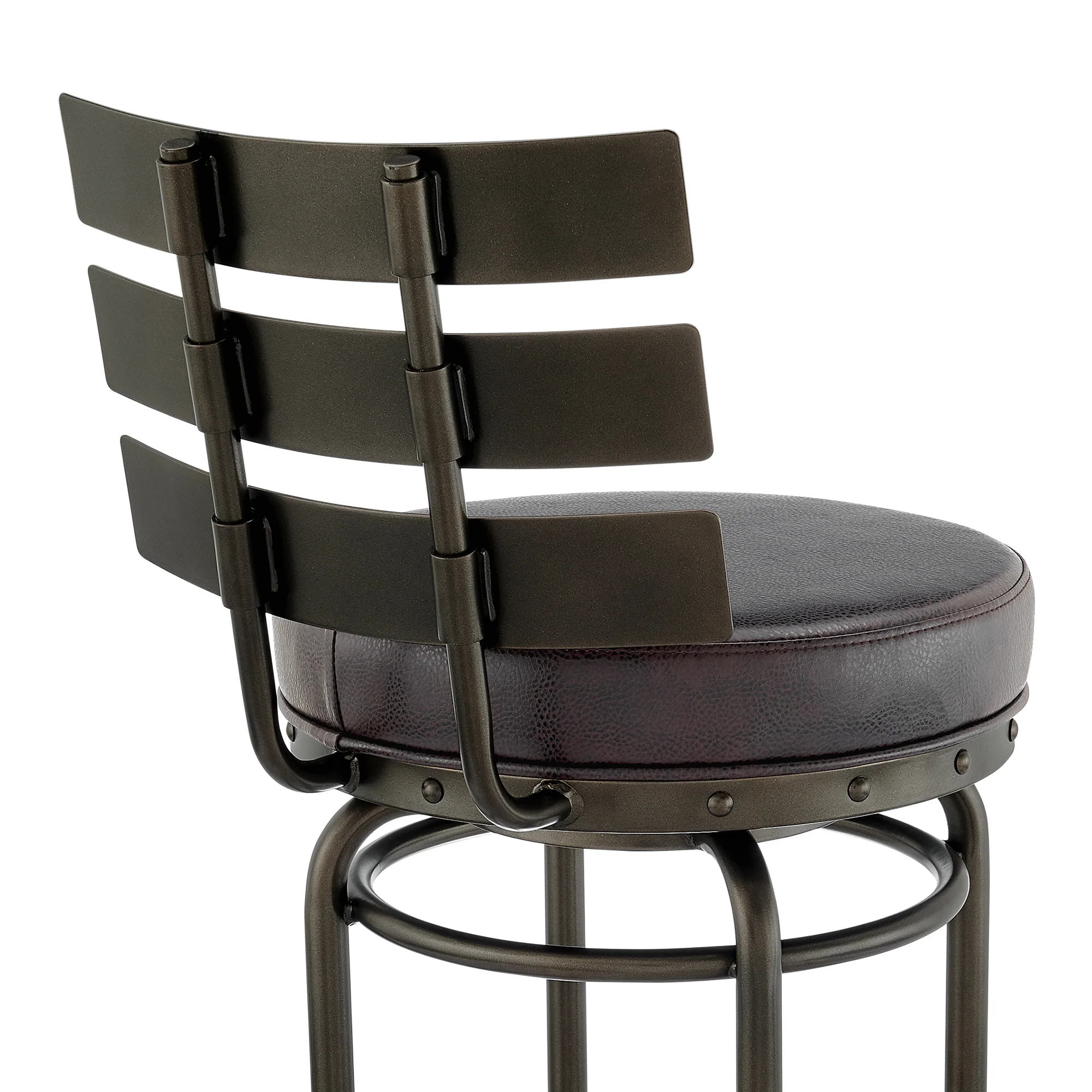 Natya Swivel Counter or Bar Stool in Mocha Finish with Brown Faux Leather By Armen Living - Image 10