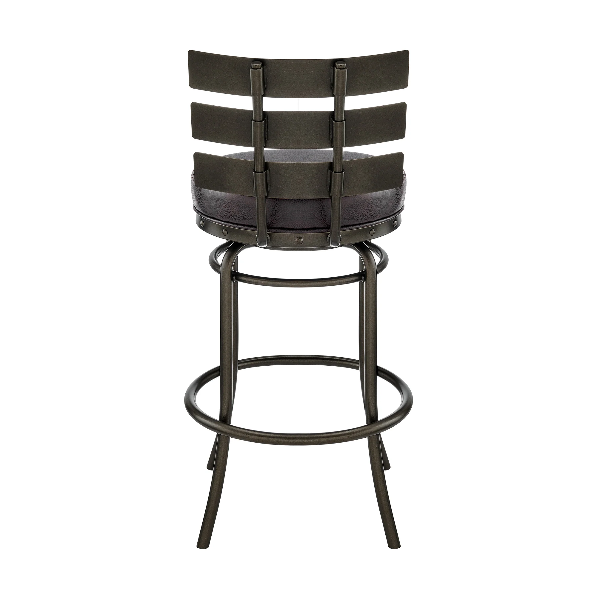 Natya Swivel Counter or Bar Stool in Mocha Finish with Brown Faux Leather By Armen Living - Image 6