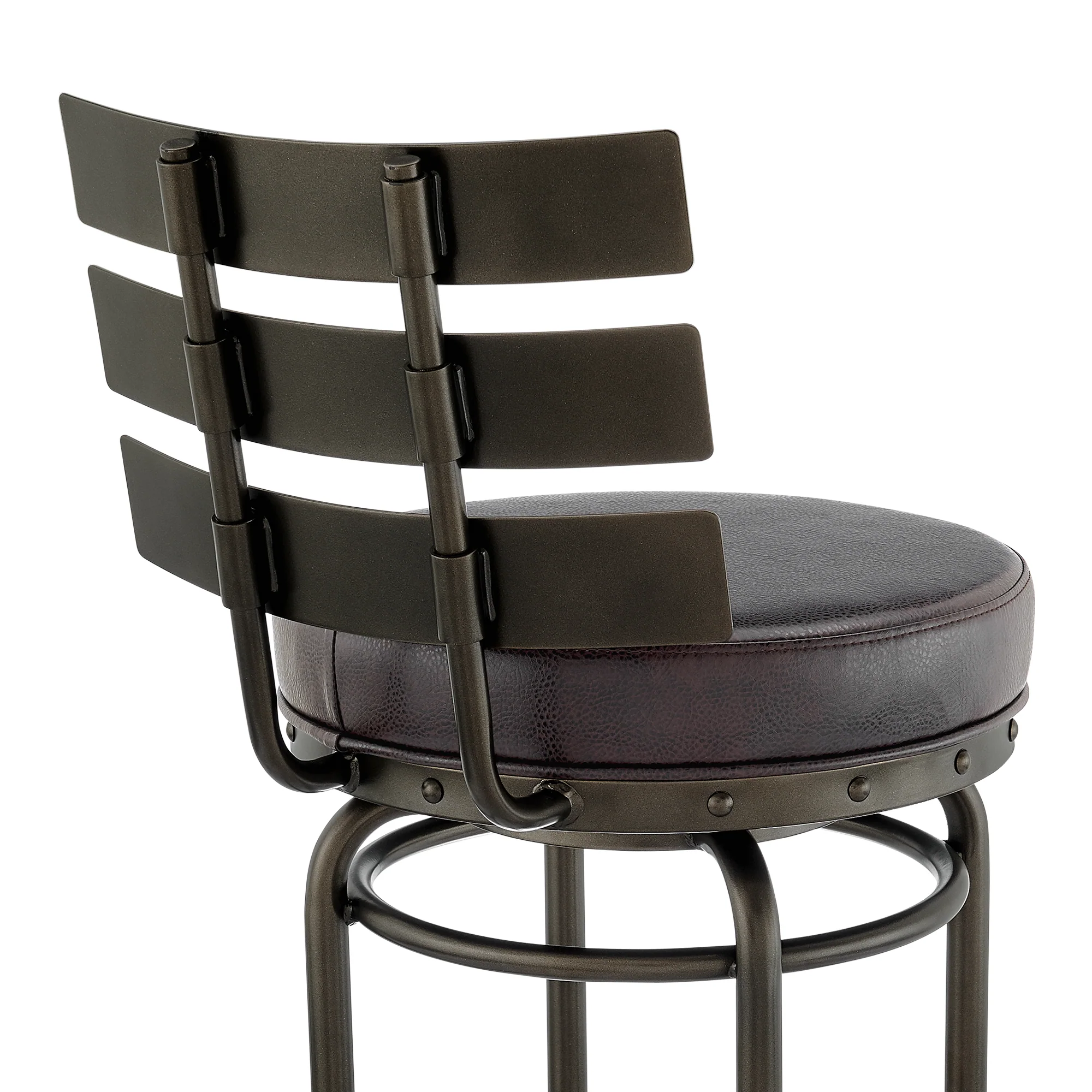 Natya Swivel Counter or Bar Stool in Mocha Finish with Brown Faux Leather By Armen Living - Image 10