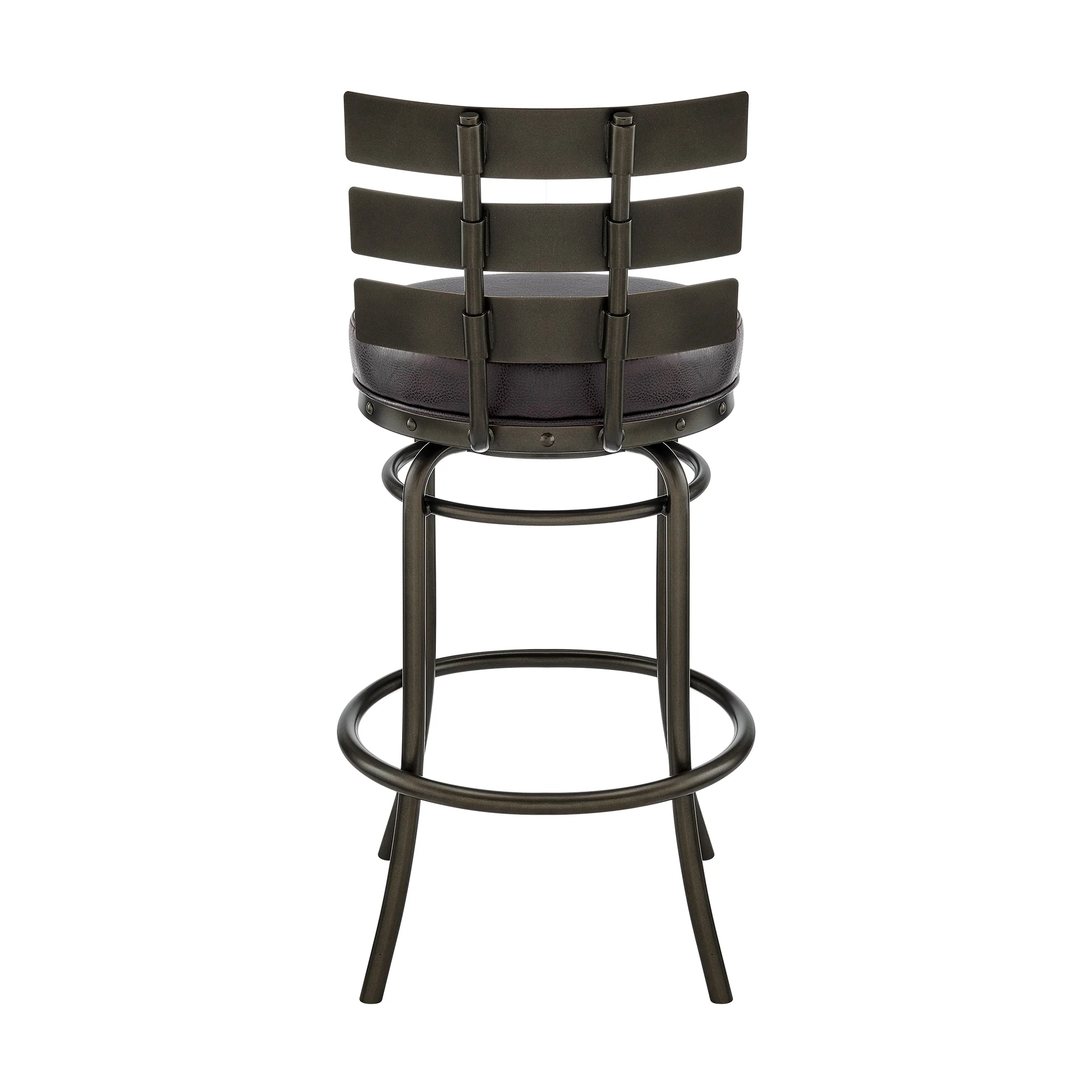 Natya Swivel Counter or Bar Stool in Mocha Finish with Brown Faux Leather By Armen Living - Image 6
