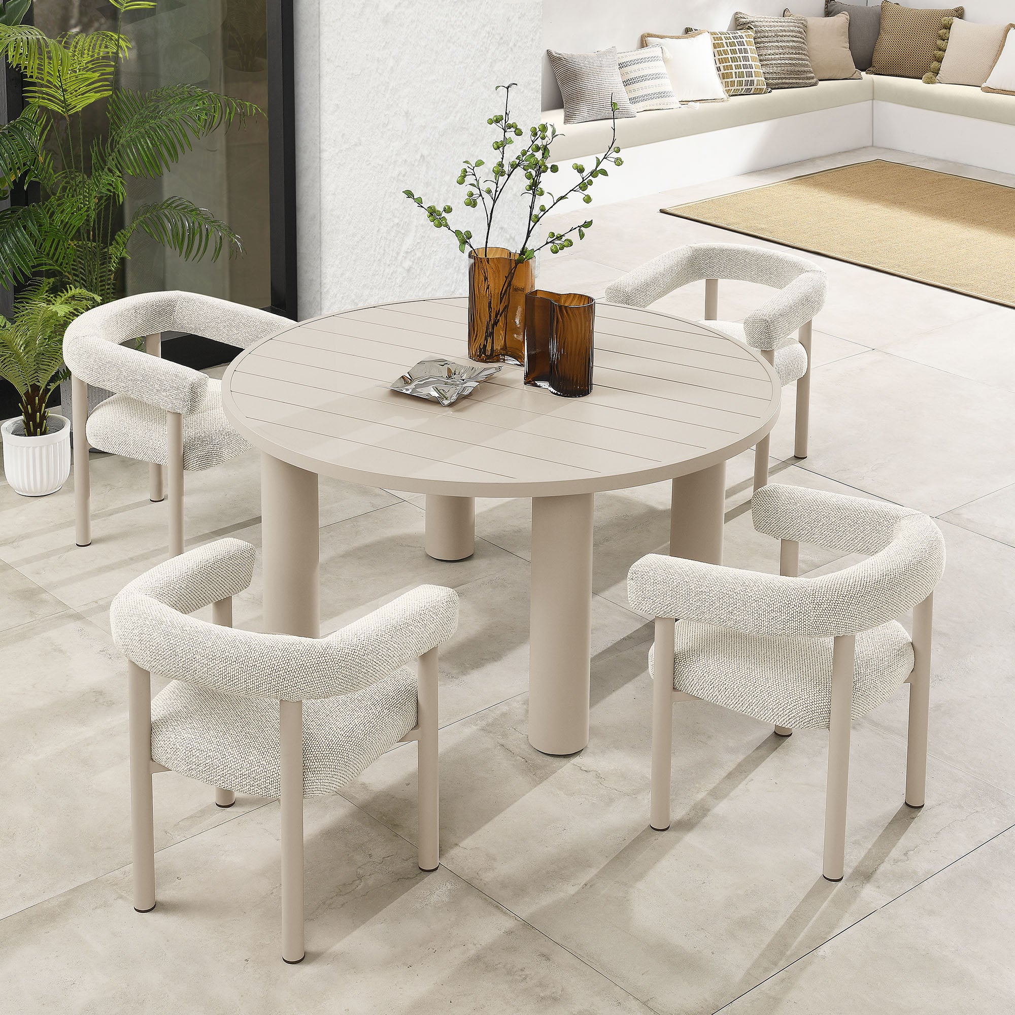 Nautica 5-Piece Round Outdoor Patio Aluminum Dining Table and Chairs Set by Modway - Image 11