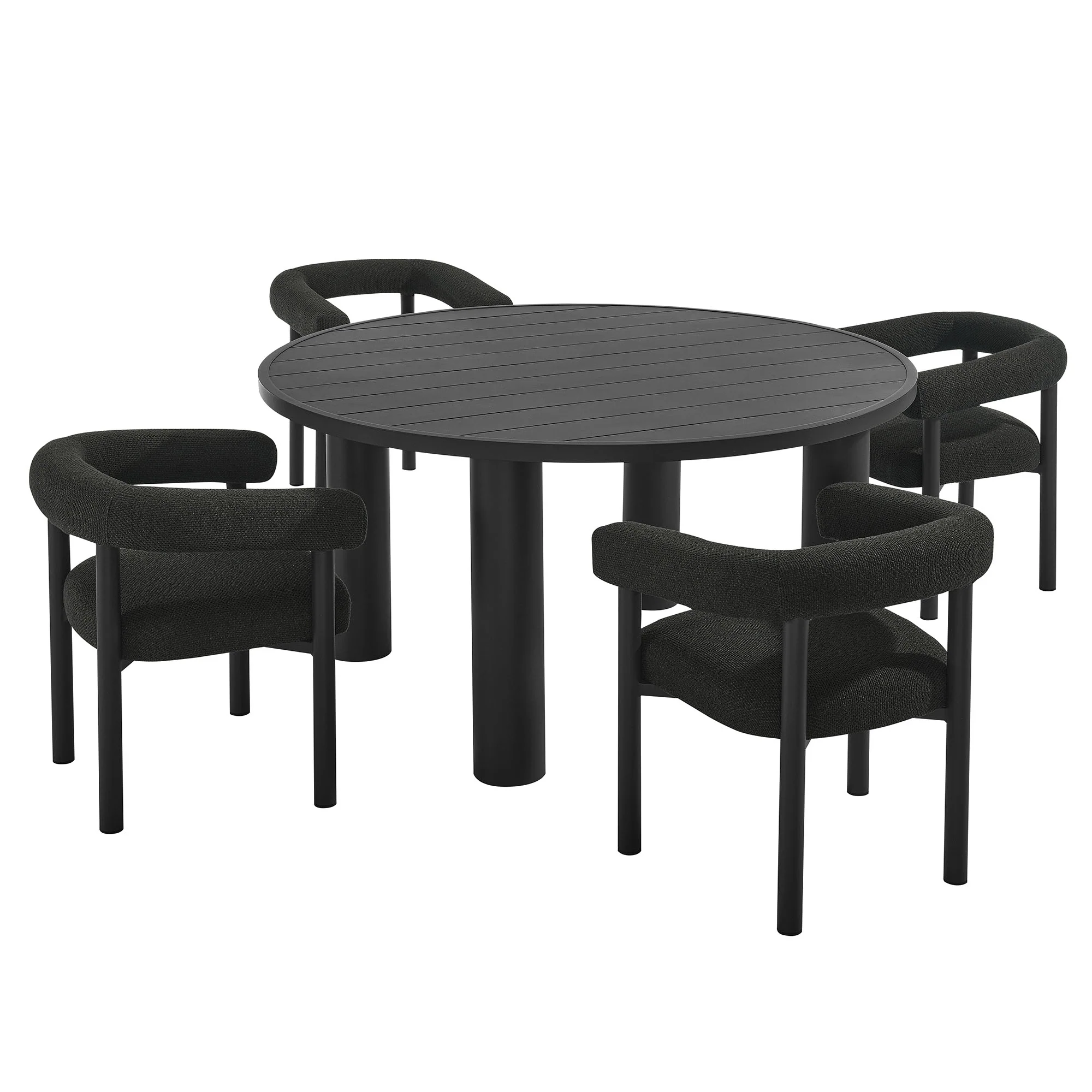 Nautica 5-Piece Round Outdoor Patio Aluminum Dining Table and Chairs Set by Modway - Image 2