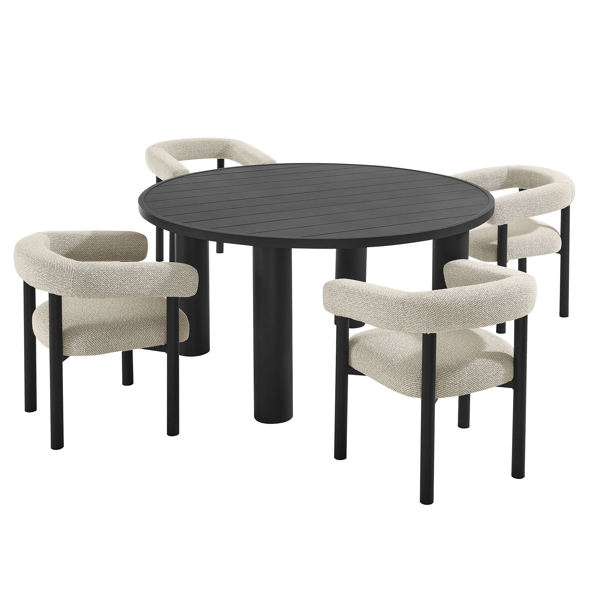 Nautica 5-Piece Round Outdoor Patio Aluminum Dining Table and Chairs Set by Modway - Image 5