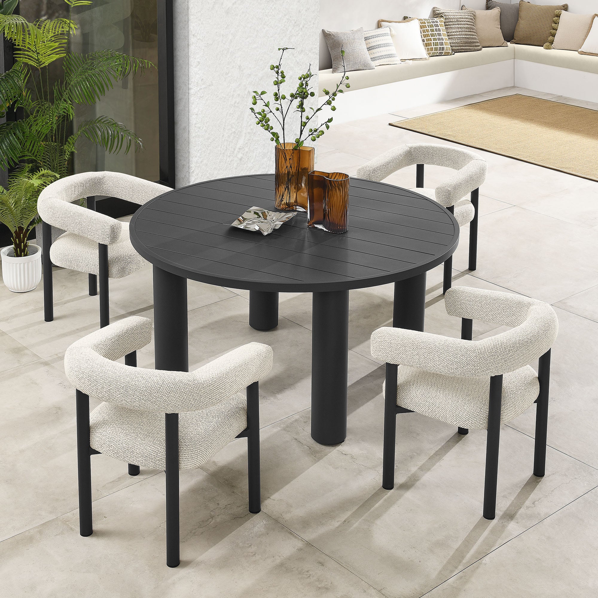 Nautica 5-Piece Round Outdoor Patio Aluminum Dining Table and Chairs Set by Modway - Image 7