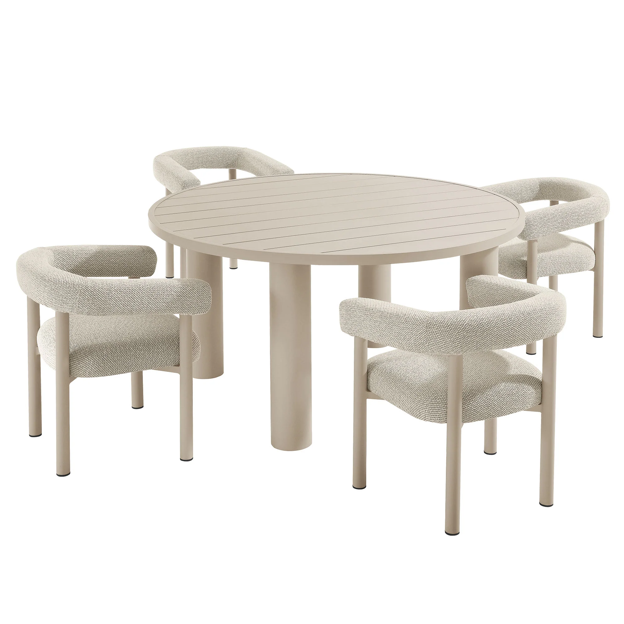 Nautica 5-Piece Round Outdoor Patio Aluminum Dining Table and Chairs Set by Modway - Image 9