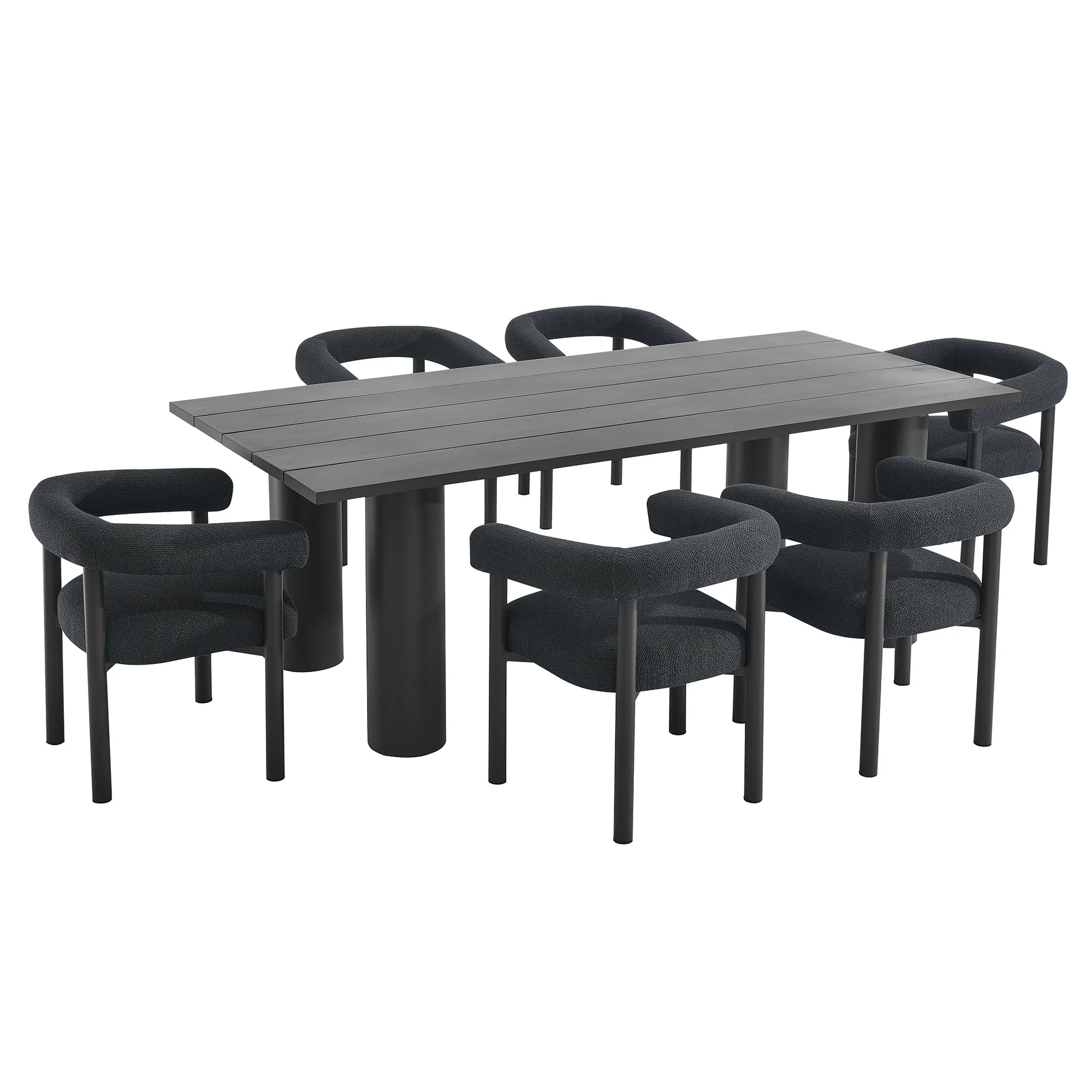 Nautica 7-Piece Rectangular Outdoor Patio Aluminum Dining Table and Chairs Set by Modway - Image 2