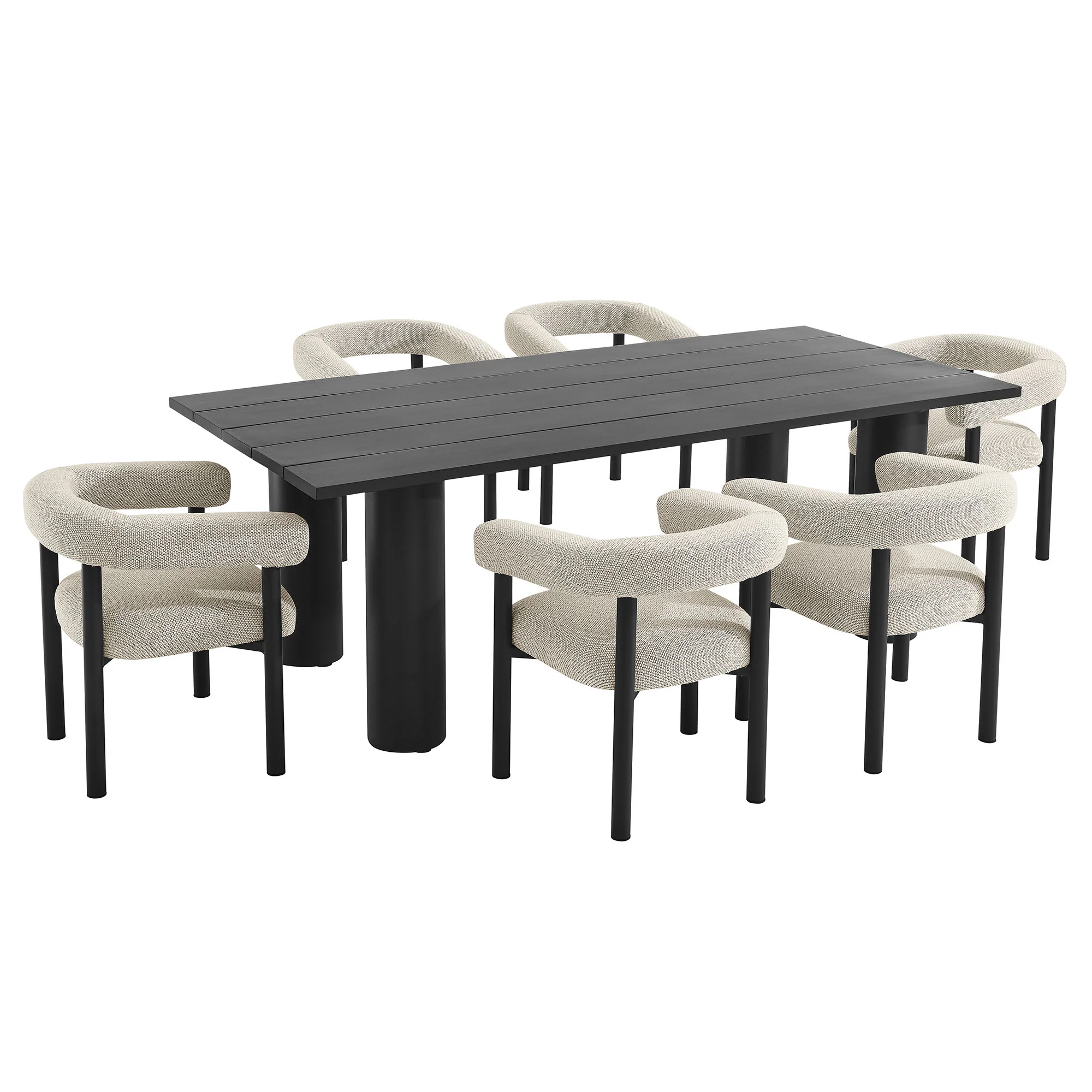 Nautica 7-Piece Rectangular Outdoor Patio Aluminum Dining Table and Chairs Set by Modway - Image 5