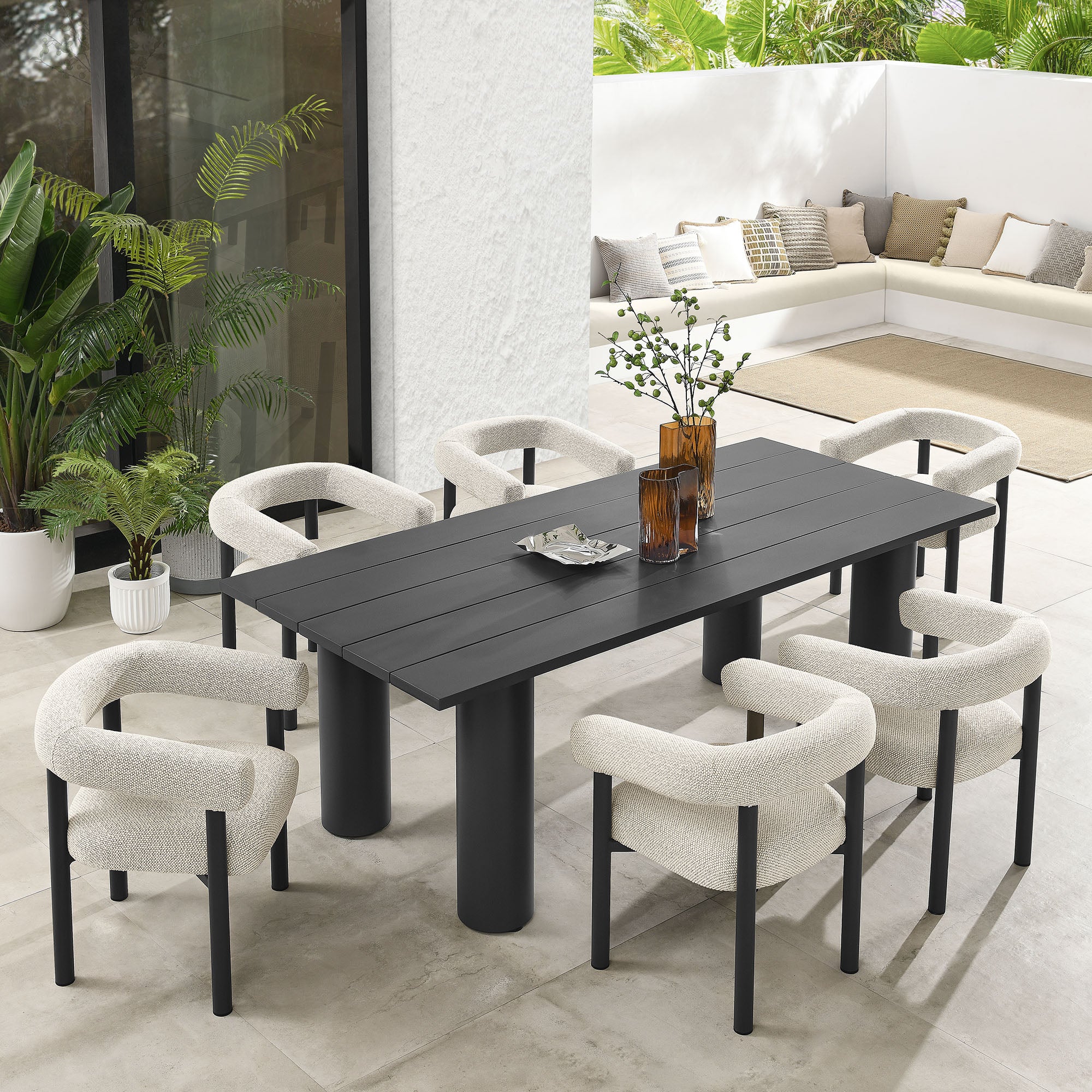 Nautica 7-Piece Rectangular Outdoor Patio Aluminum Dining Table and Chairs Set by Modway - Image 7