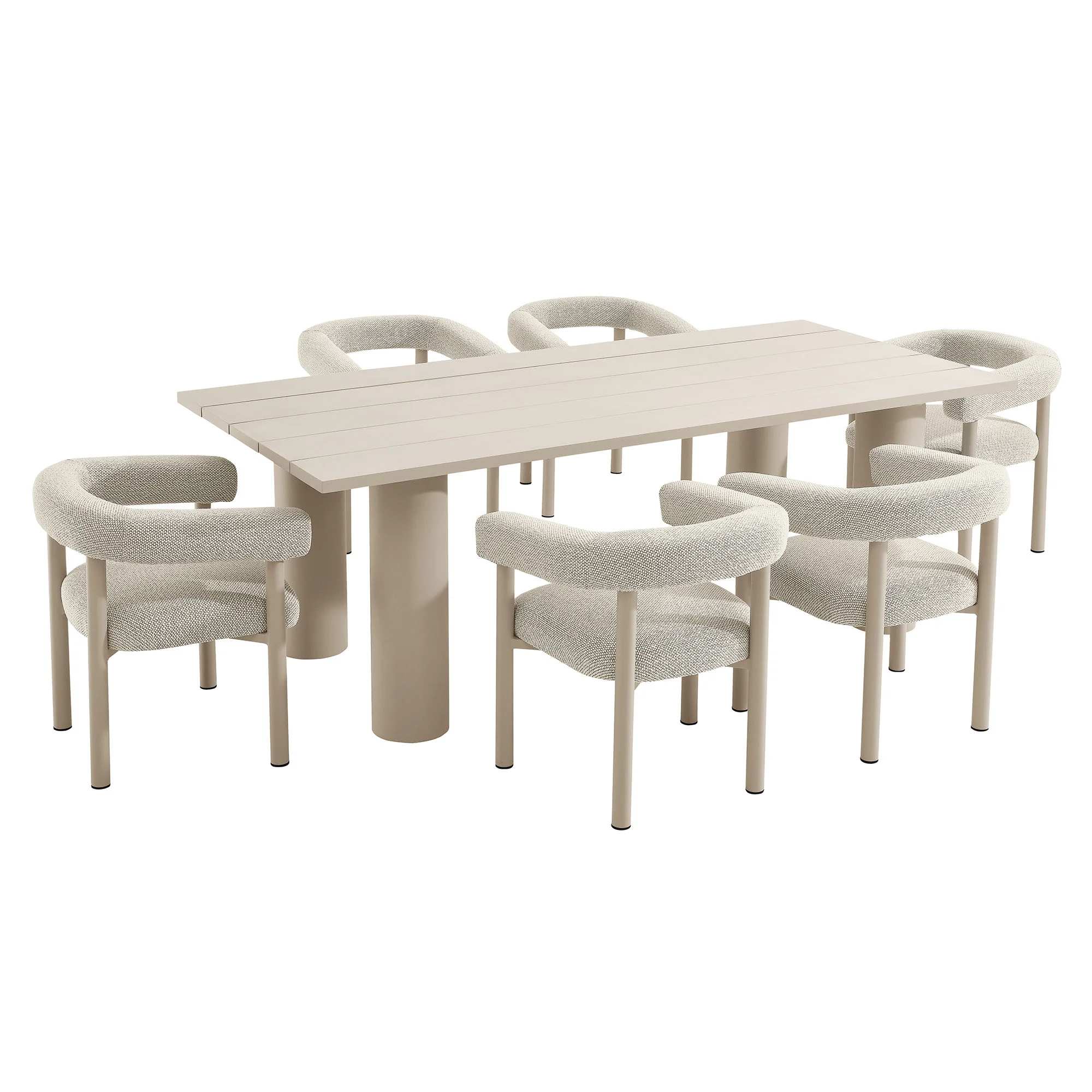 Nautica 7-Piece Rectangular Outdoor Patio Aluminum Dining Table and Chairs Set by Modway - Image 9