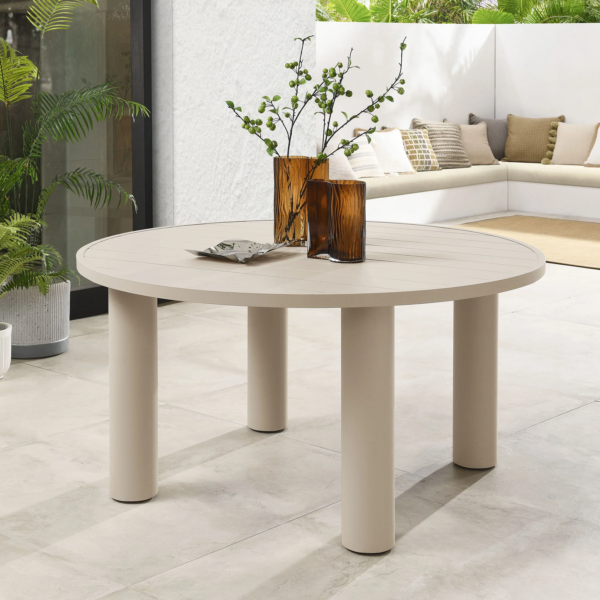 Nautica Outdoor Patio 60" Round Aluminum Dining Table by Modway - Image 12