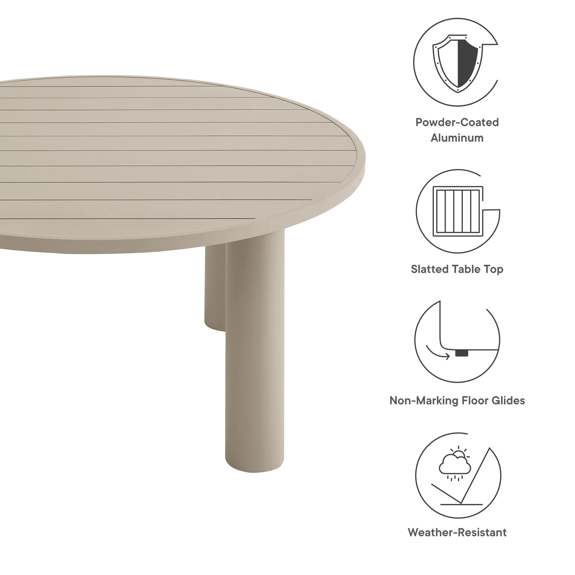 Nautica Outdoor Patio 60" Round Aluminum Dining Table by Modway - Image 13