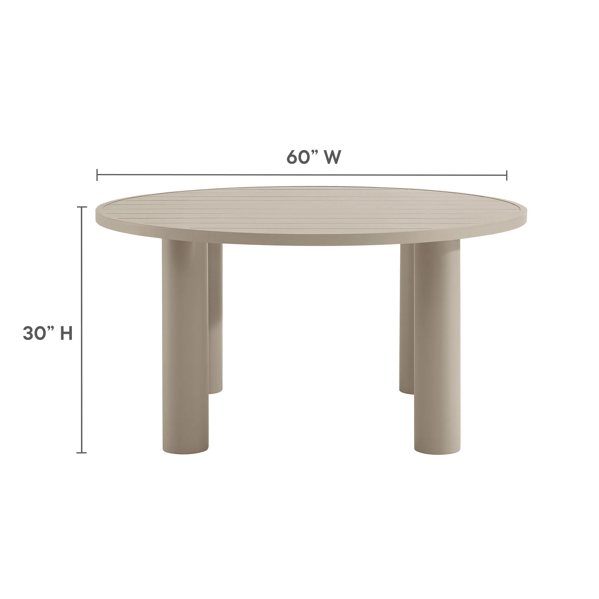 Nautica Outdoor Patio 60" Round Aluminum Dining Table by Modway - Image 14
