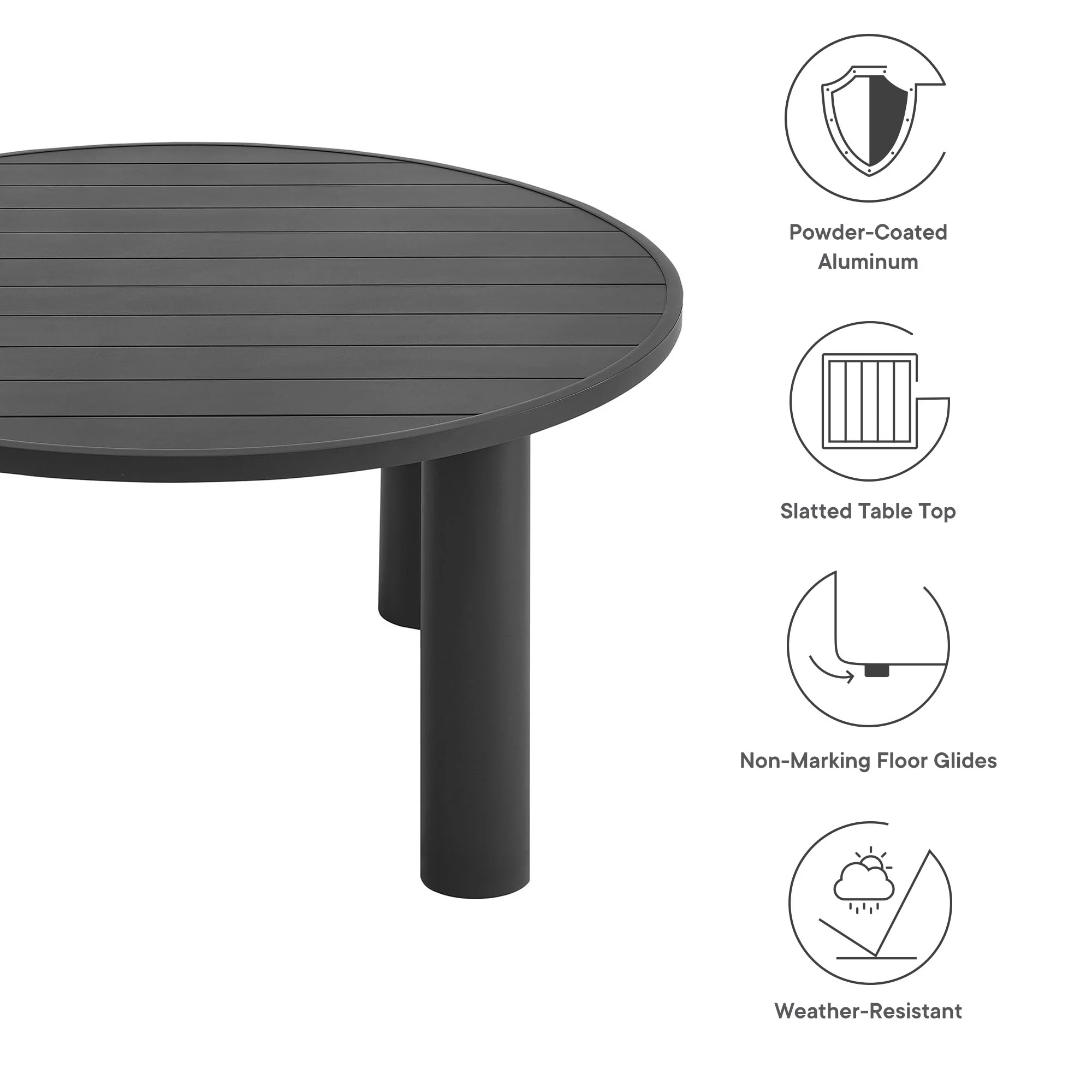 Nautica Outdoor Patio 60" Round Aluminum Dining Table by Modway - Image 6