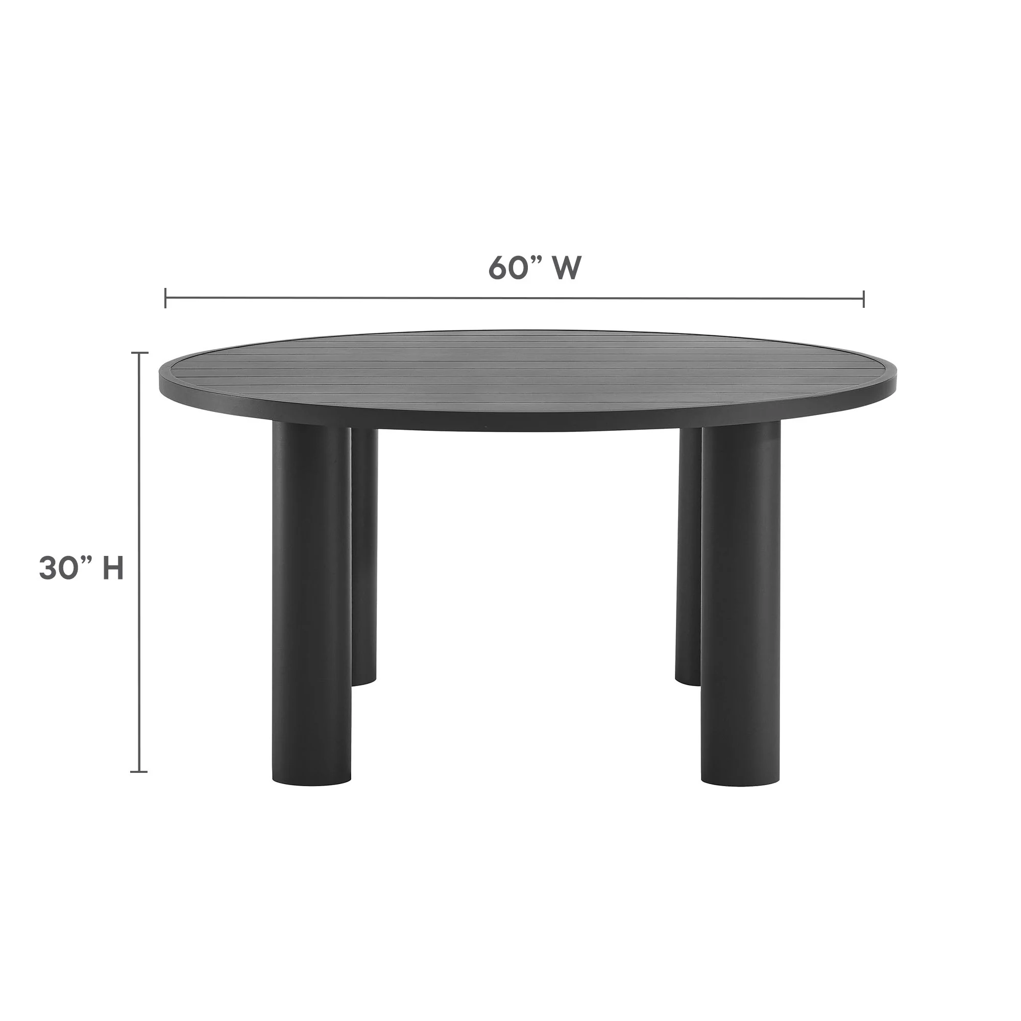 Nautica Outdoor Patio 60" Round Aluminum Dining Table by Modway - Image 7