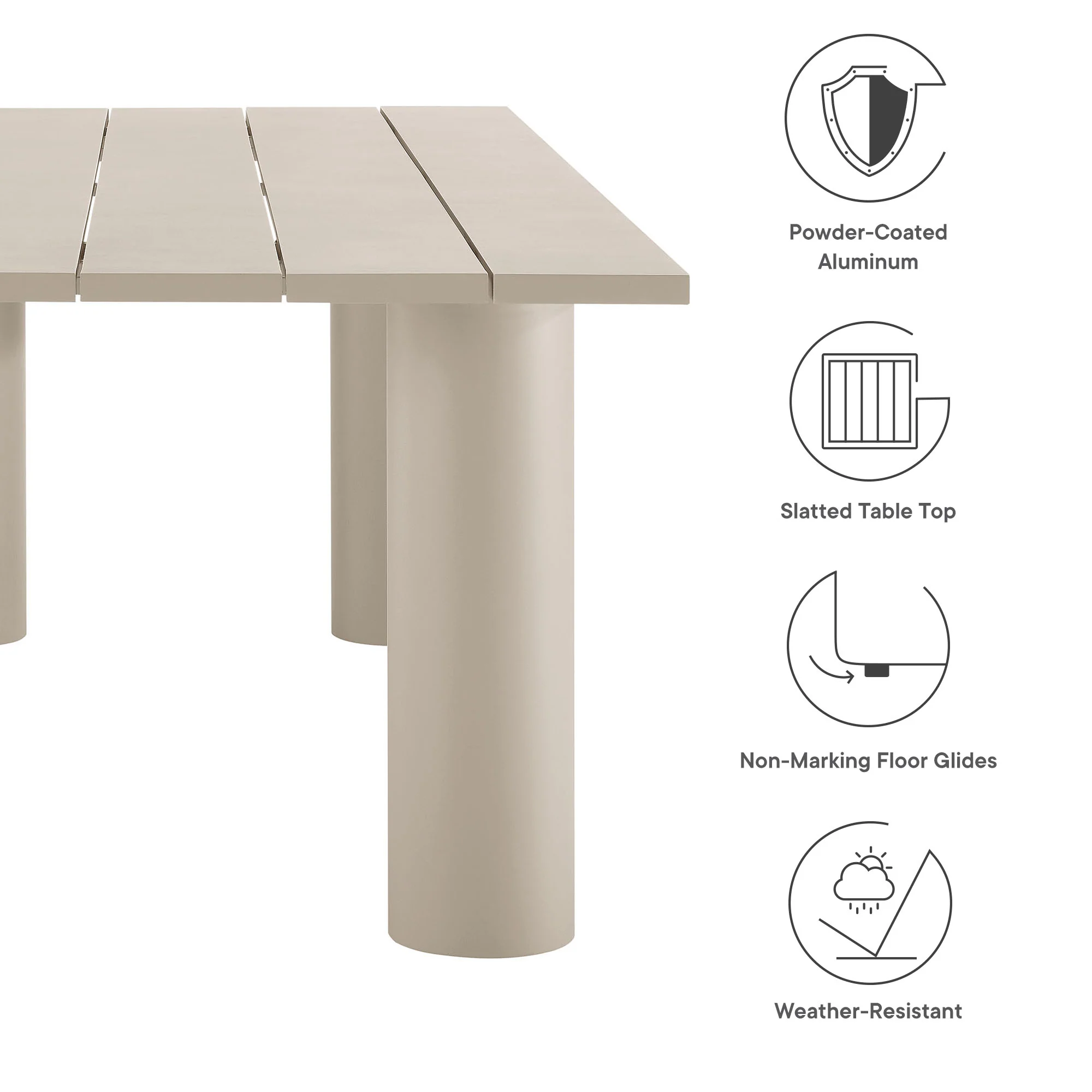 Nautica Outdoor Patio 87" Rectangular Aluminum Dining Table by Modway - Image 17