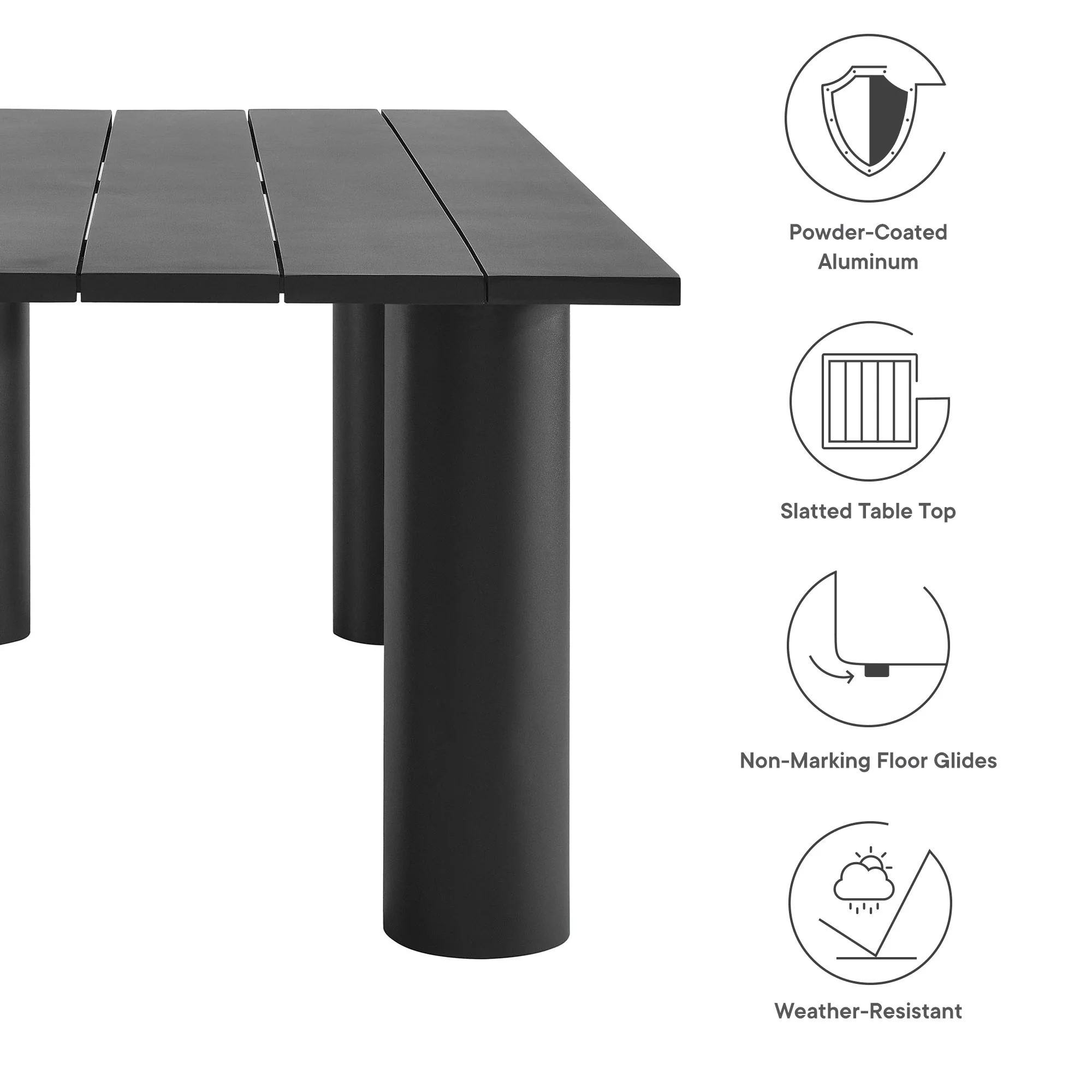 Nautica Outdoor Patio 87" Rectangular Aluminum Dining Table by Modway - Image 8