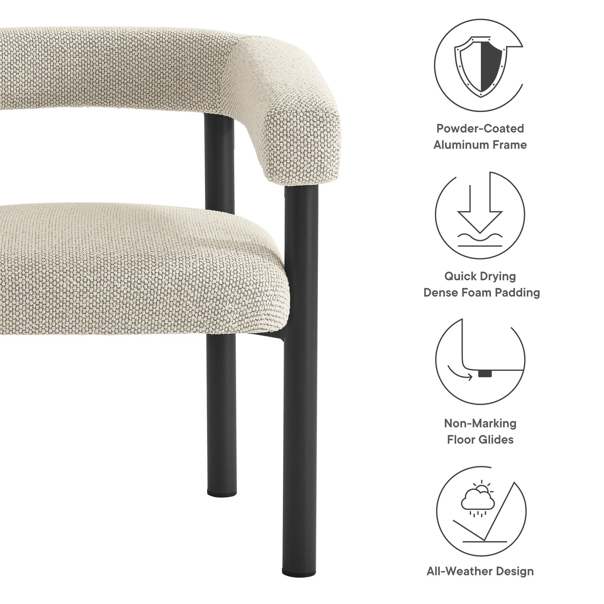 Nautica Outdoor Patio Aluminum Dining Armchairs Set of 2 by Modway - Image 20