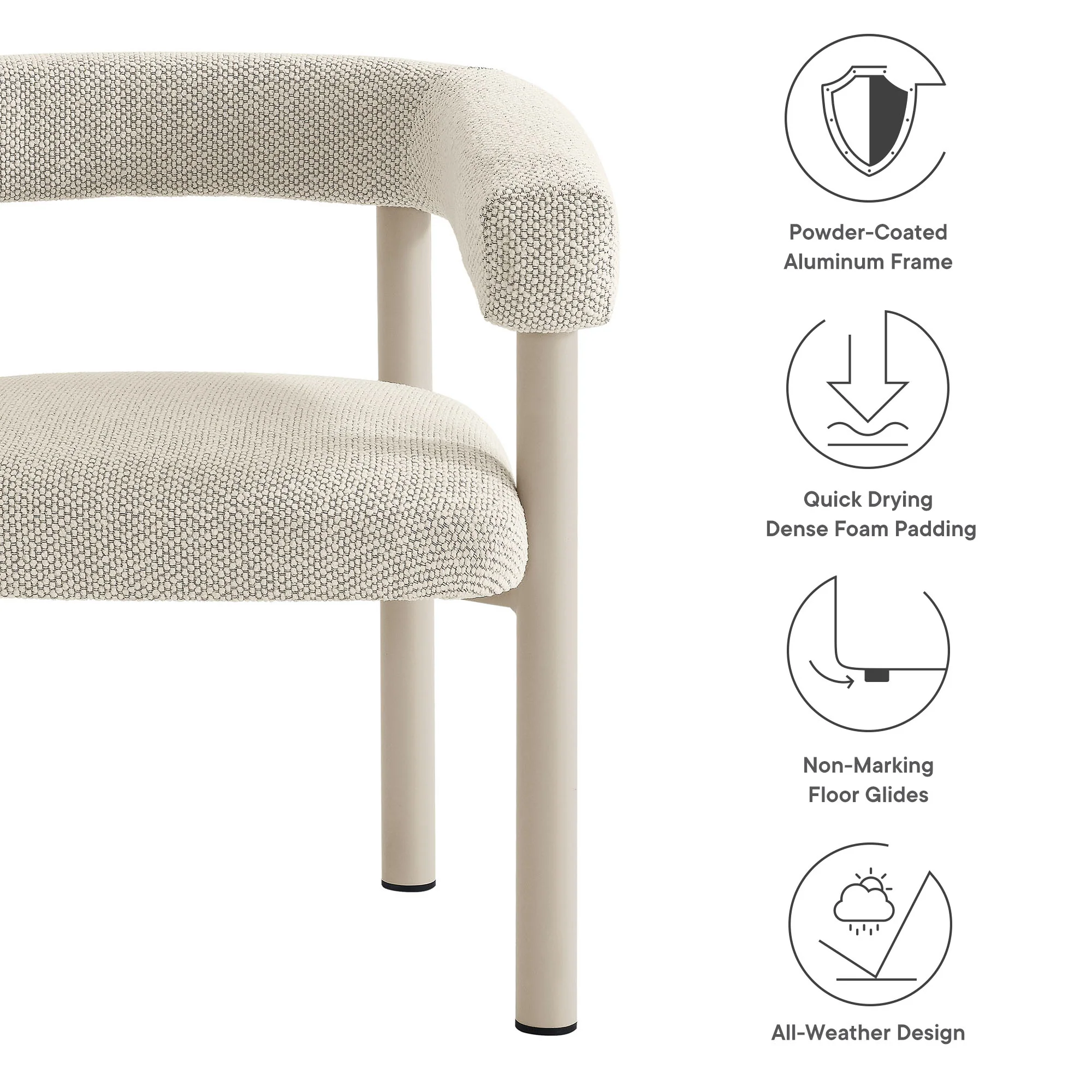 Nautica Outdoor Patio Aluminum Dining Armchairs Set of 2 by Modway - Image 31