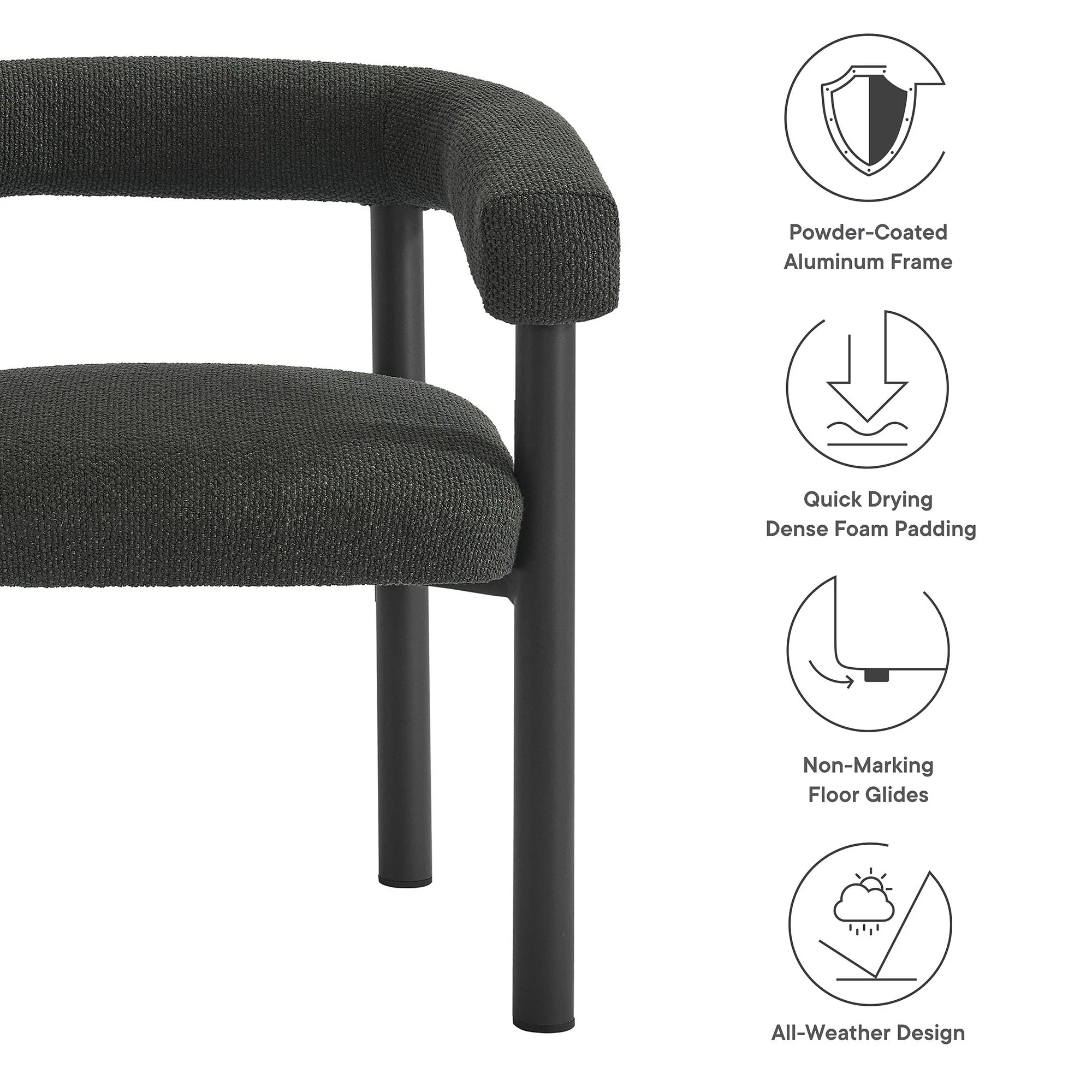 Nautica Outdoor Patio Aluminum Dining Armchairs Set of 2 by Modway - Image 9