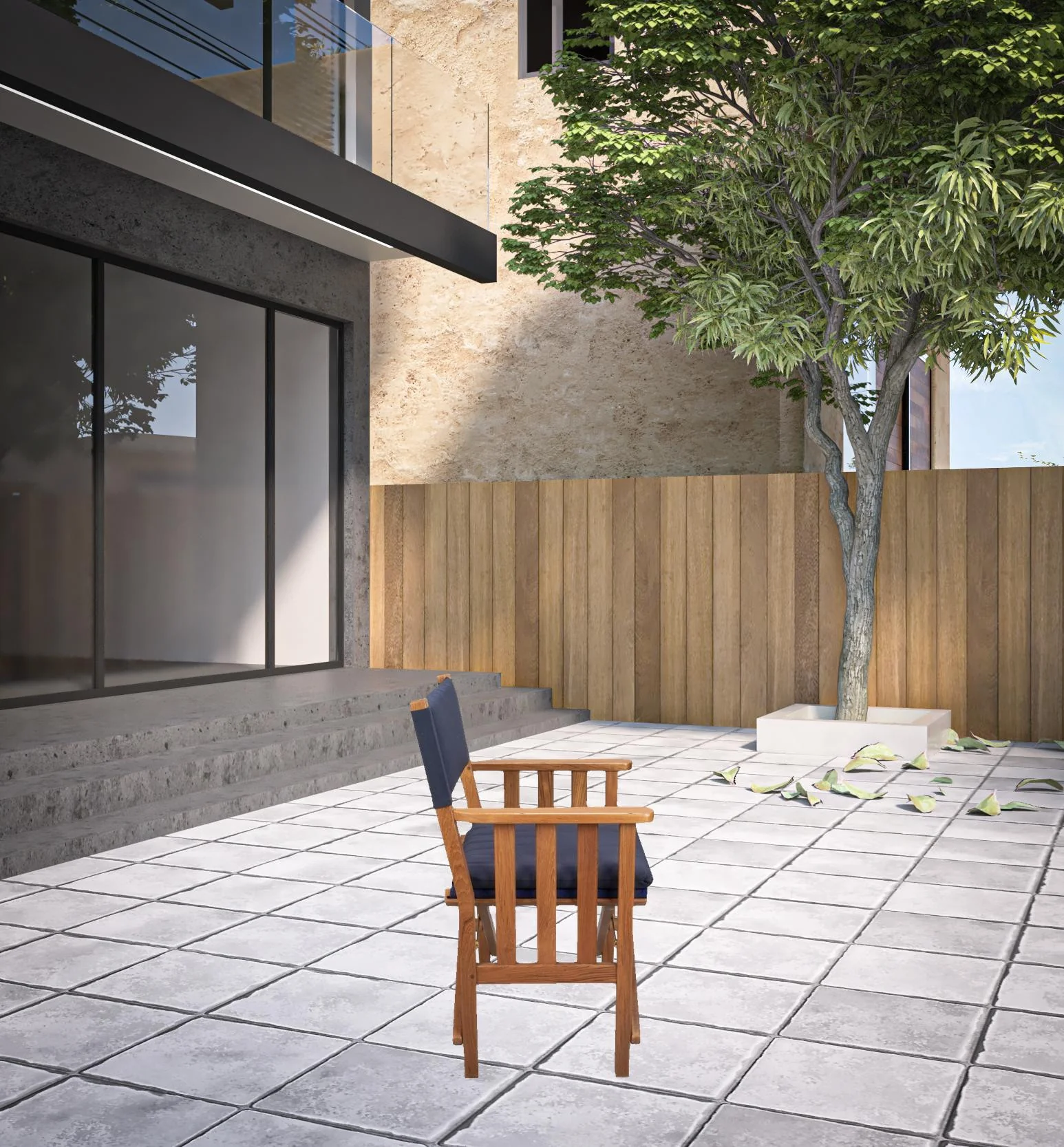 Navy Blue and Natural Wood Solid Wood Indoor Outdoor Director Chair with Navy Blue Cushion By Homeroots - Image 3