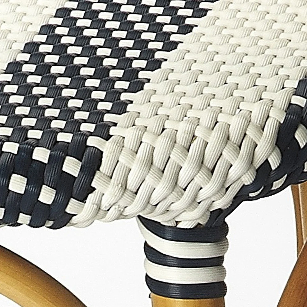 Navy Blue And White Rattan Bar Stool By Homeroots - Image 5