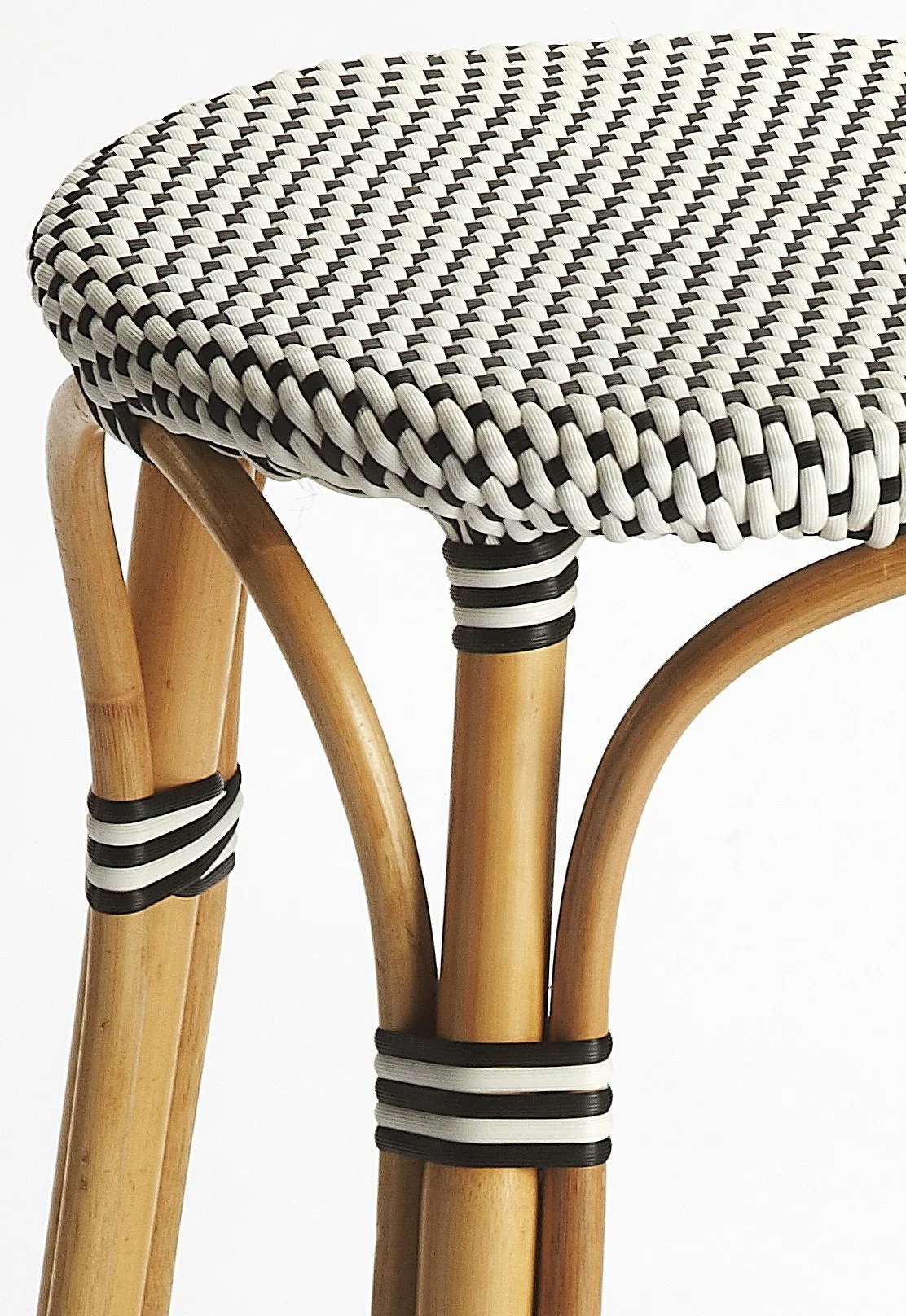 Navy Blue And White Rattan Bar Stool By Homeroots - Image 8