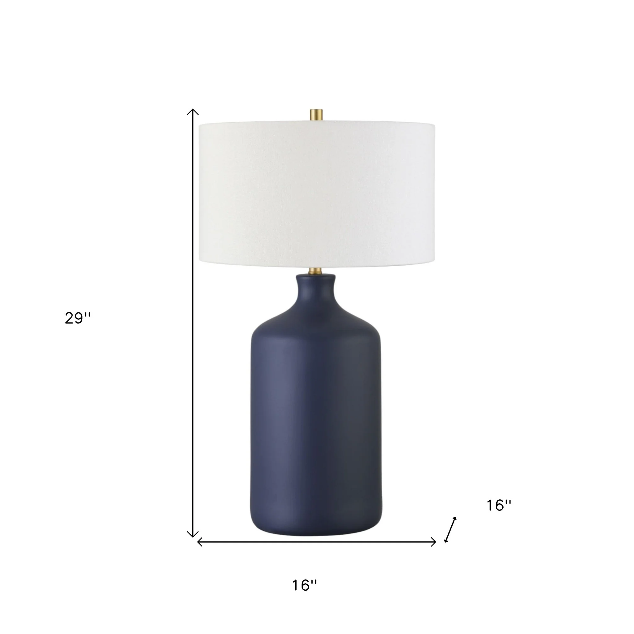 Navy Blue Ceramic Table Lamp With White Drum Shade By Homeroots - Image 6