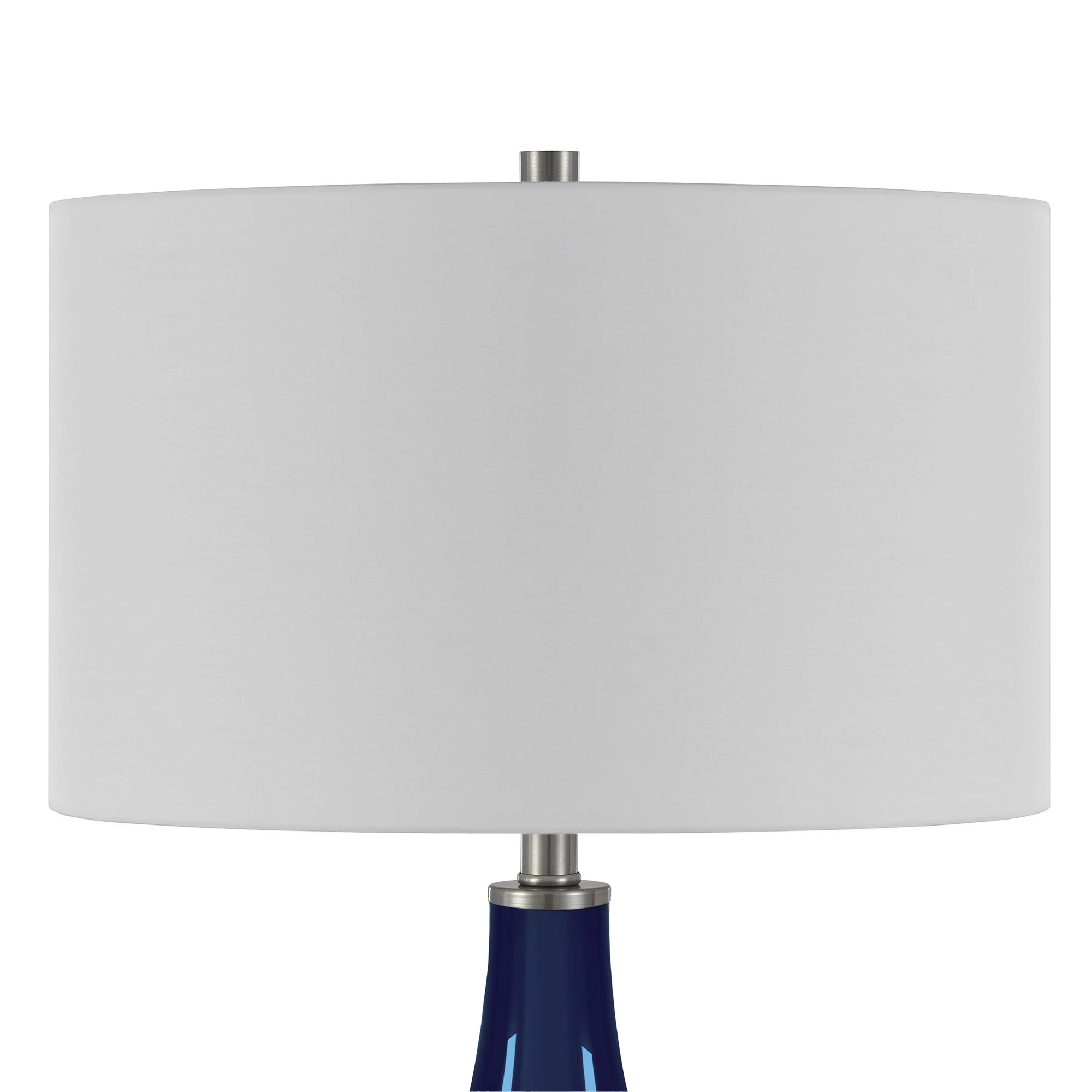 Navy Blue Glass Gourd Table Lamp With White Drum Shade By Homeroots - Image 4