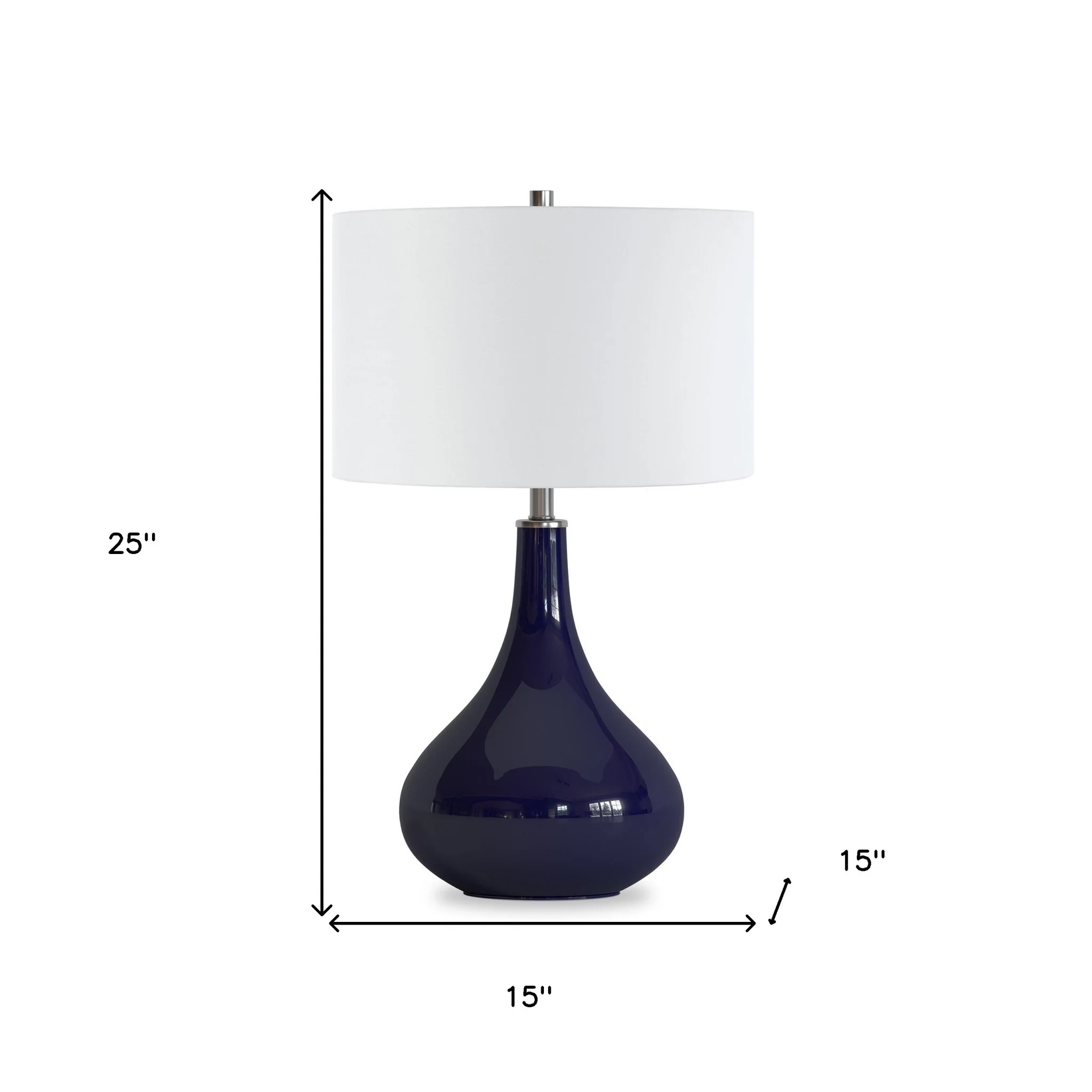 Navy Blue Glass Gourd Table Lamp With White Drum Shade By Homeroots - Image 8