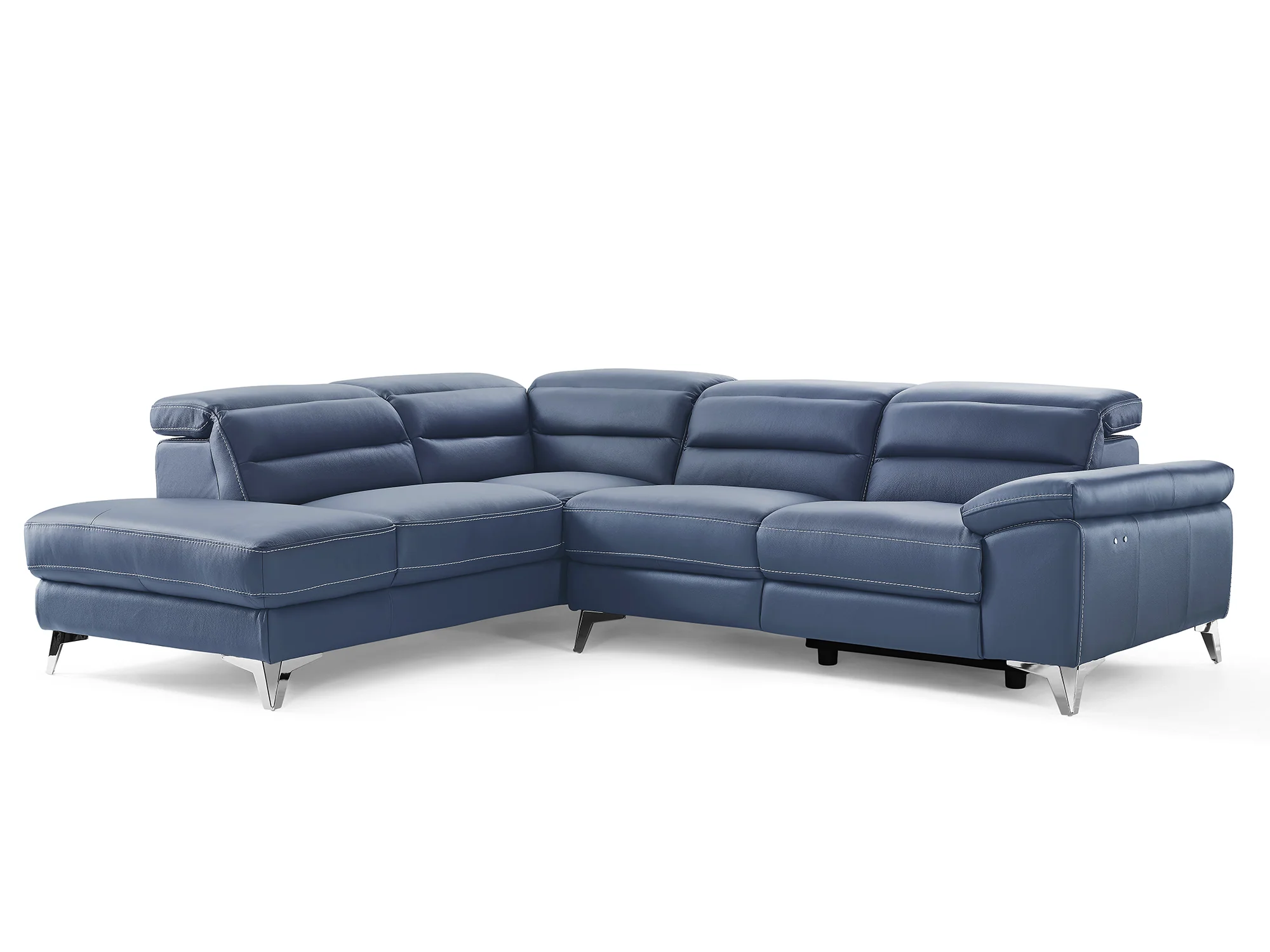 Navy Blue Leather Sectional By Homeroots - Image 4