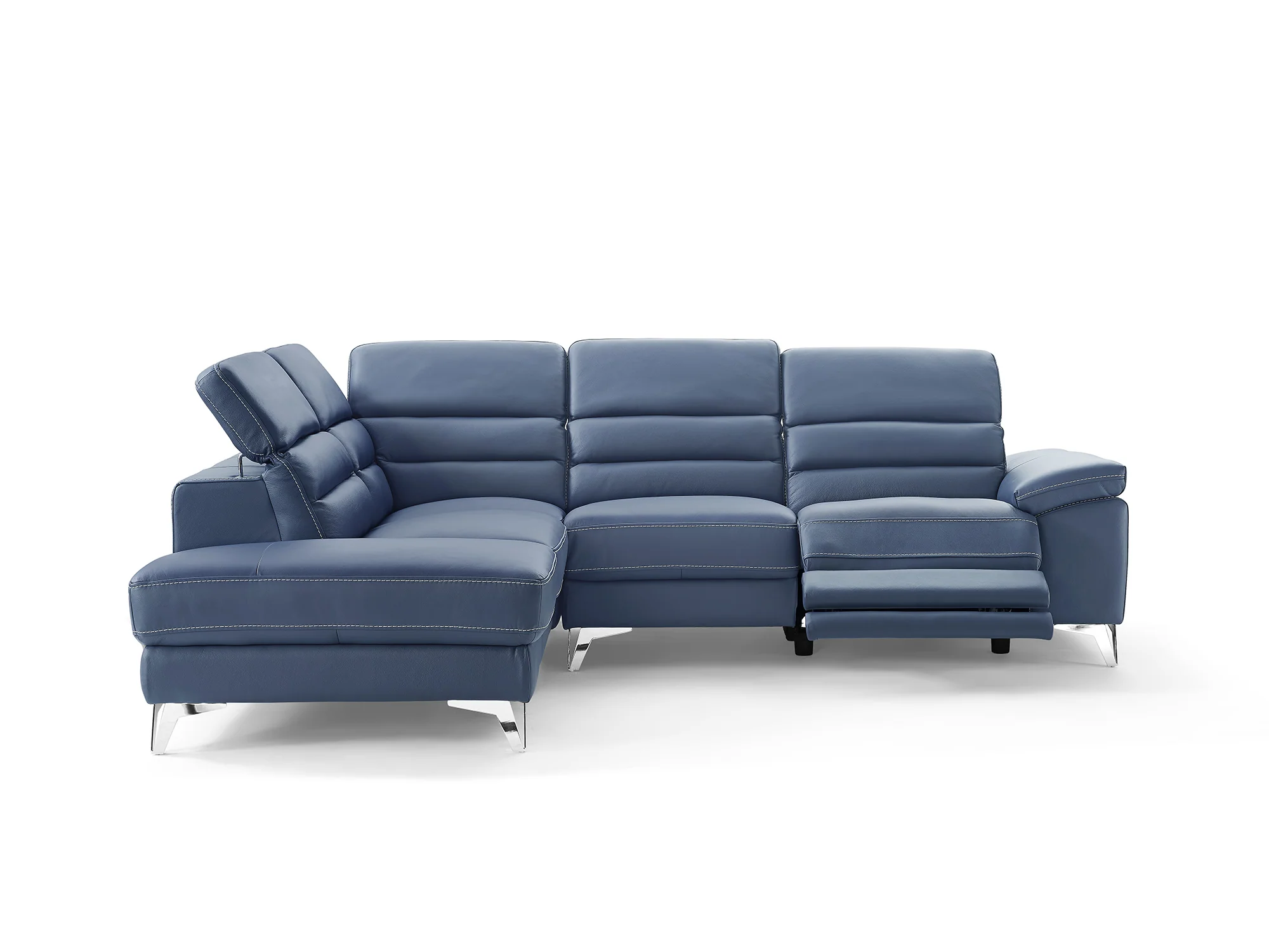 Navy Blue Leather Sectional By Homeroots - Image 5