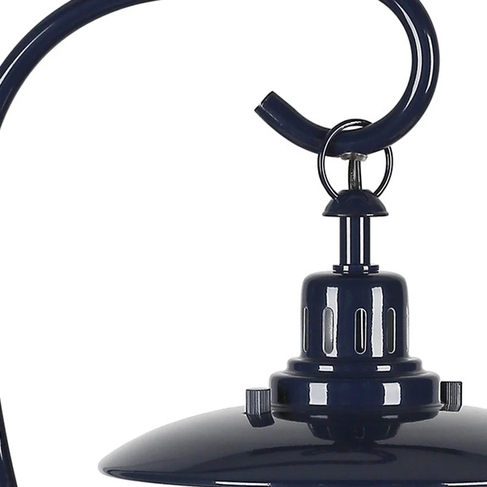 Navy Blue Metal Arched Table Lamp With Navy Blue Cage Shade By Homeroots - Image 6