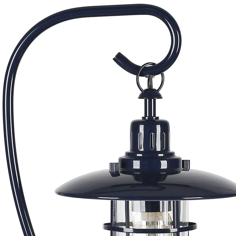 Navy Blue Metal Arched Table Lamp With Navy Blue Cage Shade By Homeroots - Image 8
